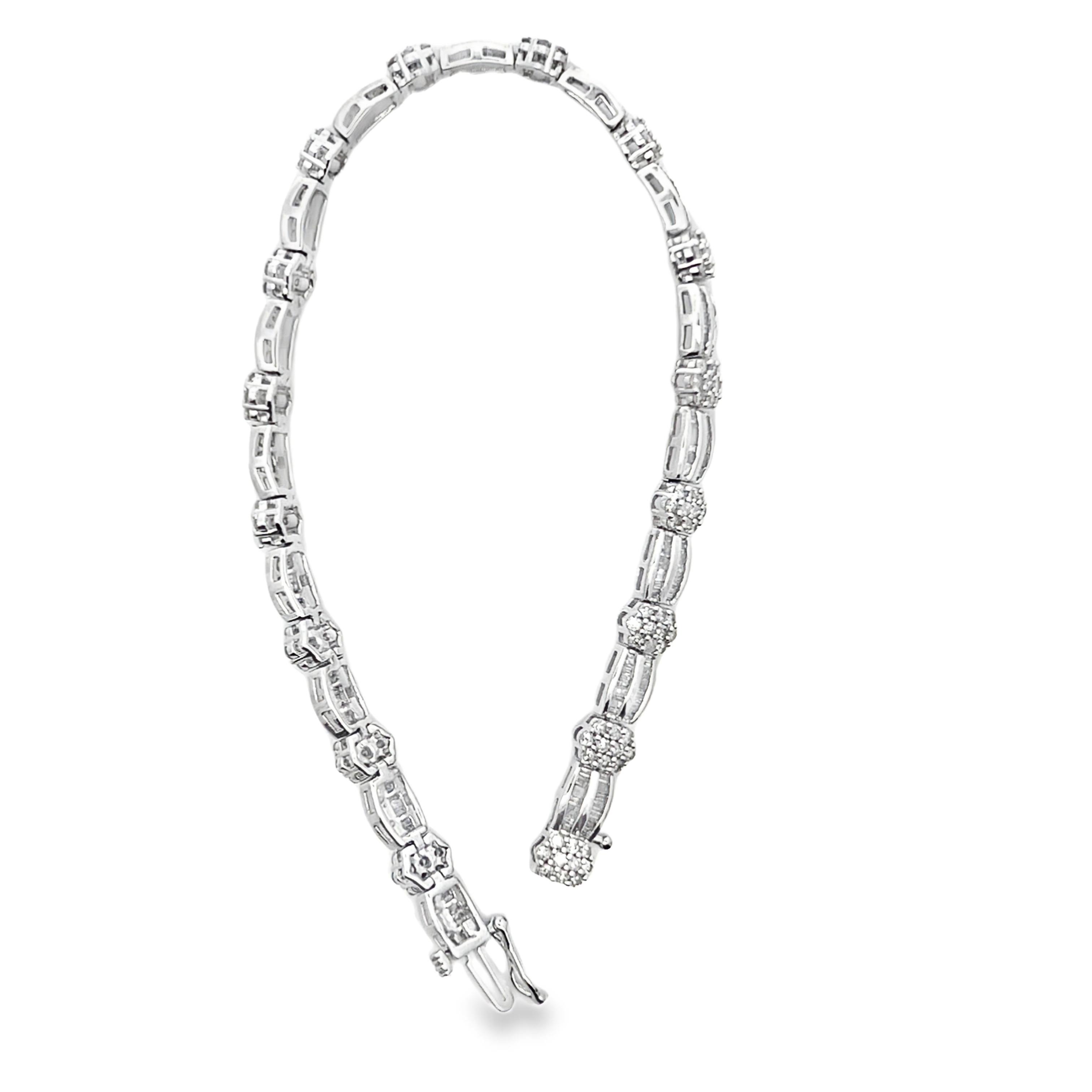 White Gold Diamond Alternating Link Bracelet