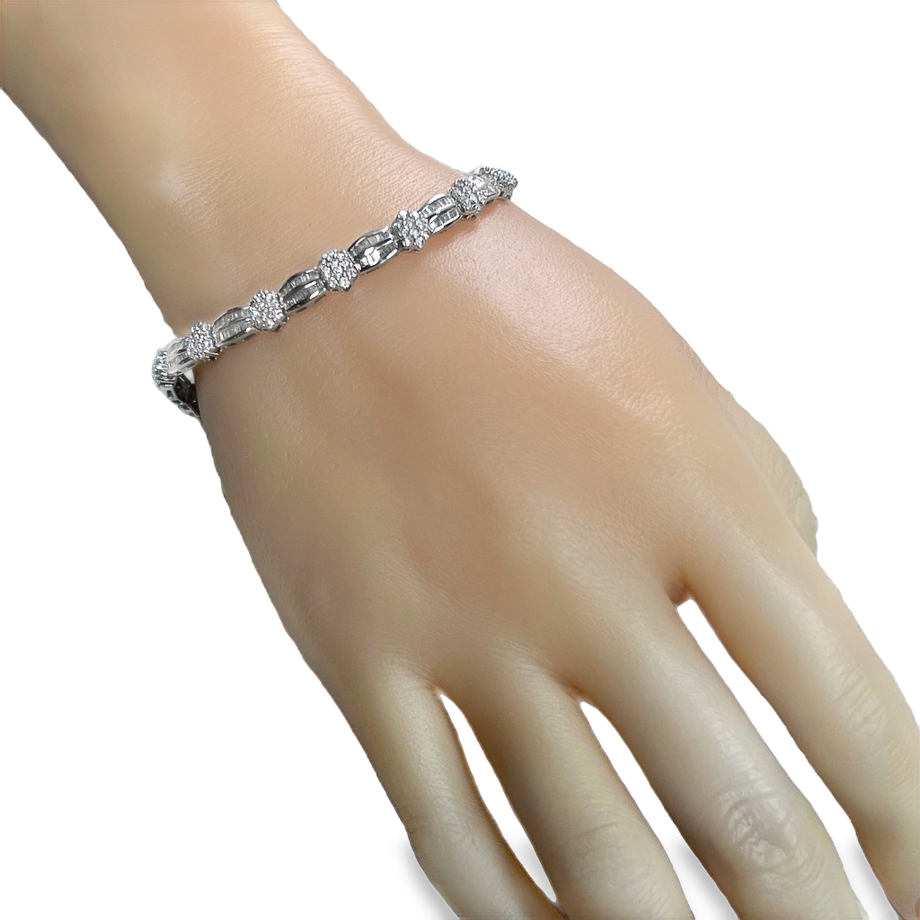 White Gold Diamond Alternating Link Bracelet
