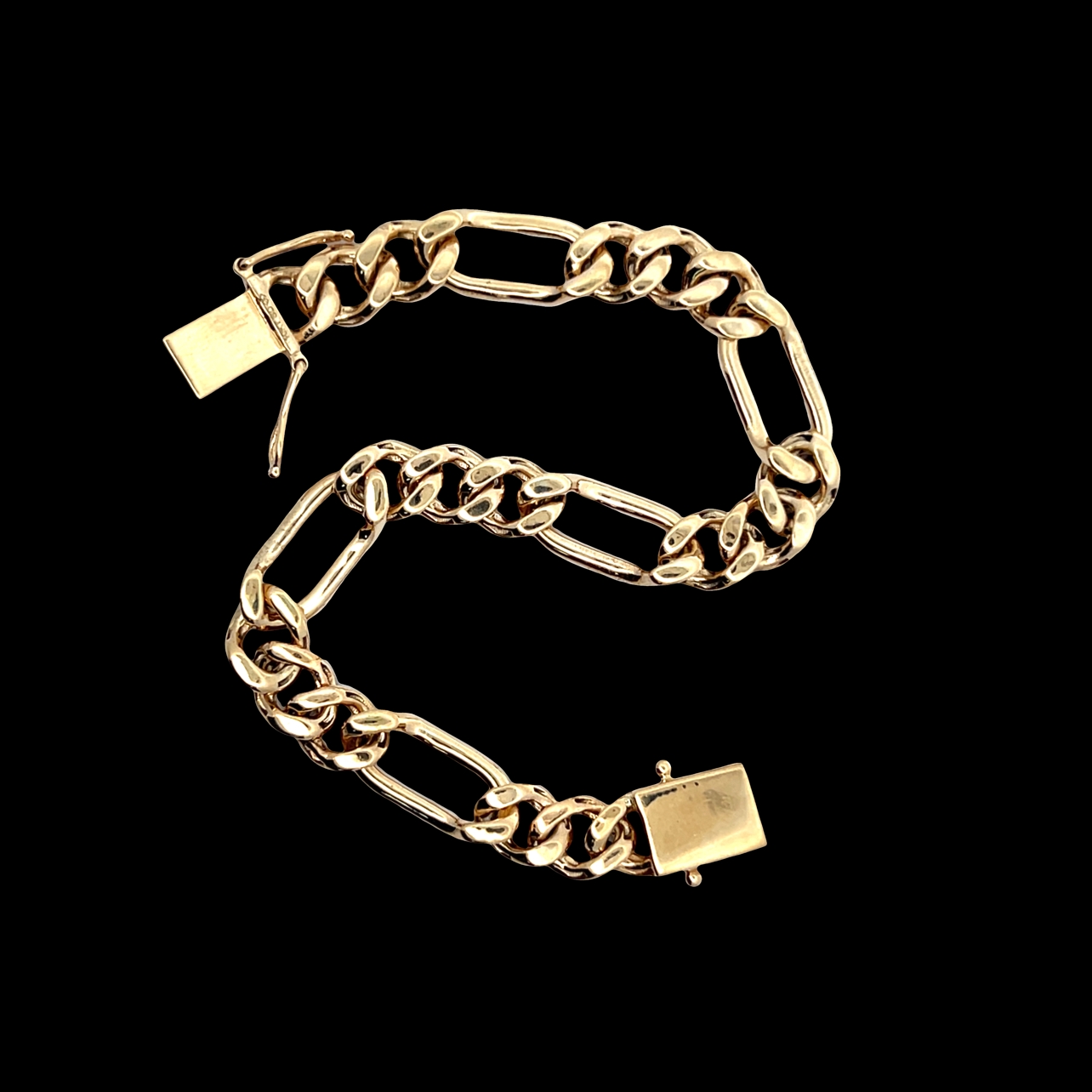 Two-Tone Gold Diamond Figaro Link Bracelet