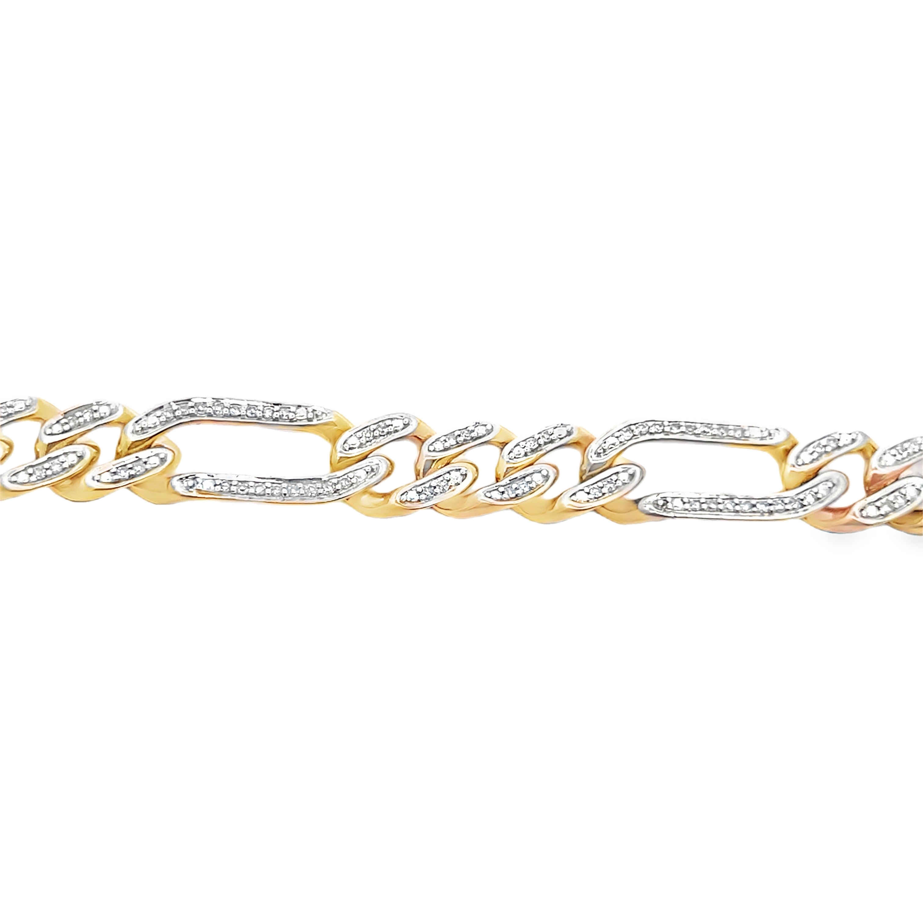 Two-Tone Gold Diamond Figaro Link Bracelet