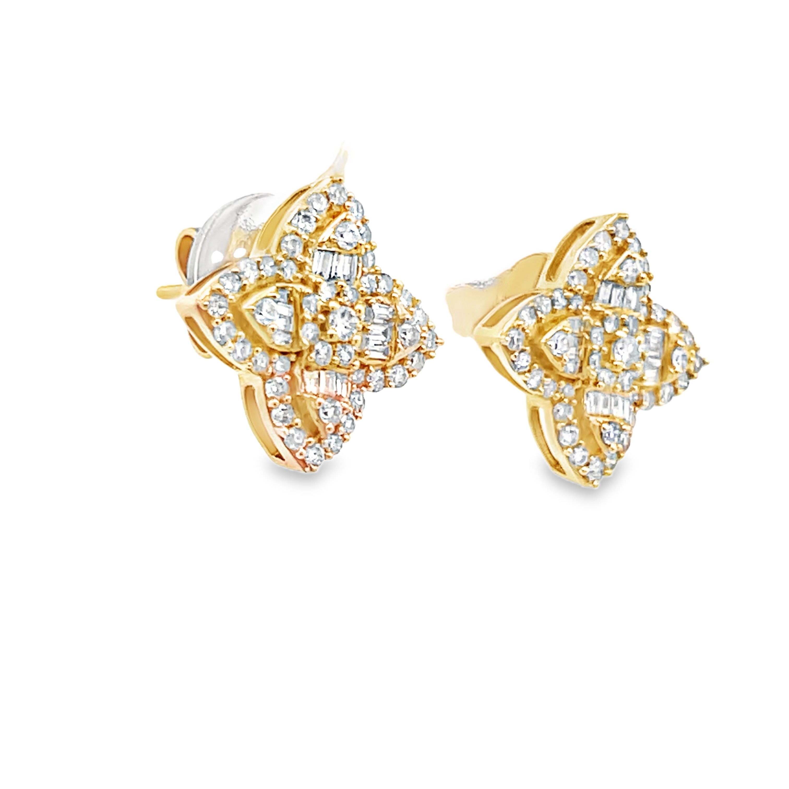 Yellow Gold Diamond Quatrefoil Stud Earrings