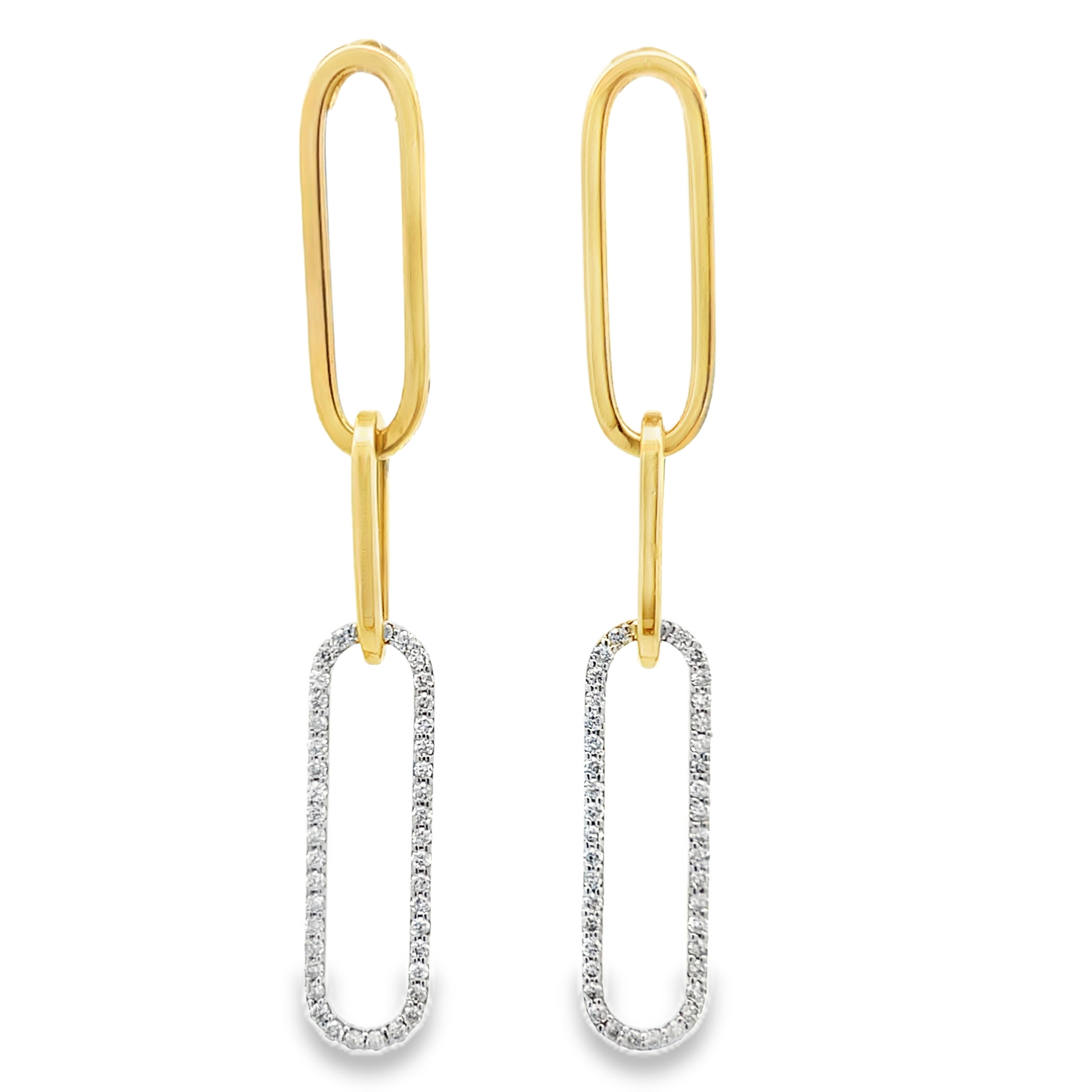 Diamond Paperclip Drop Earrings