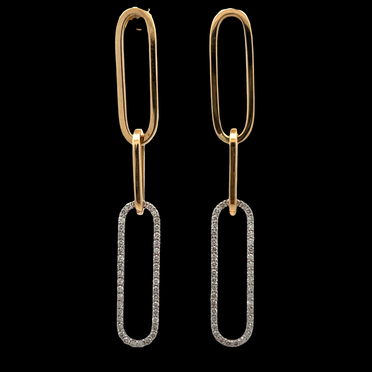 Diamond Paperclip Drop Earrings