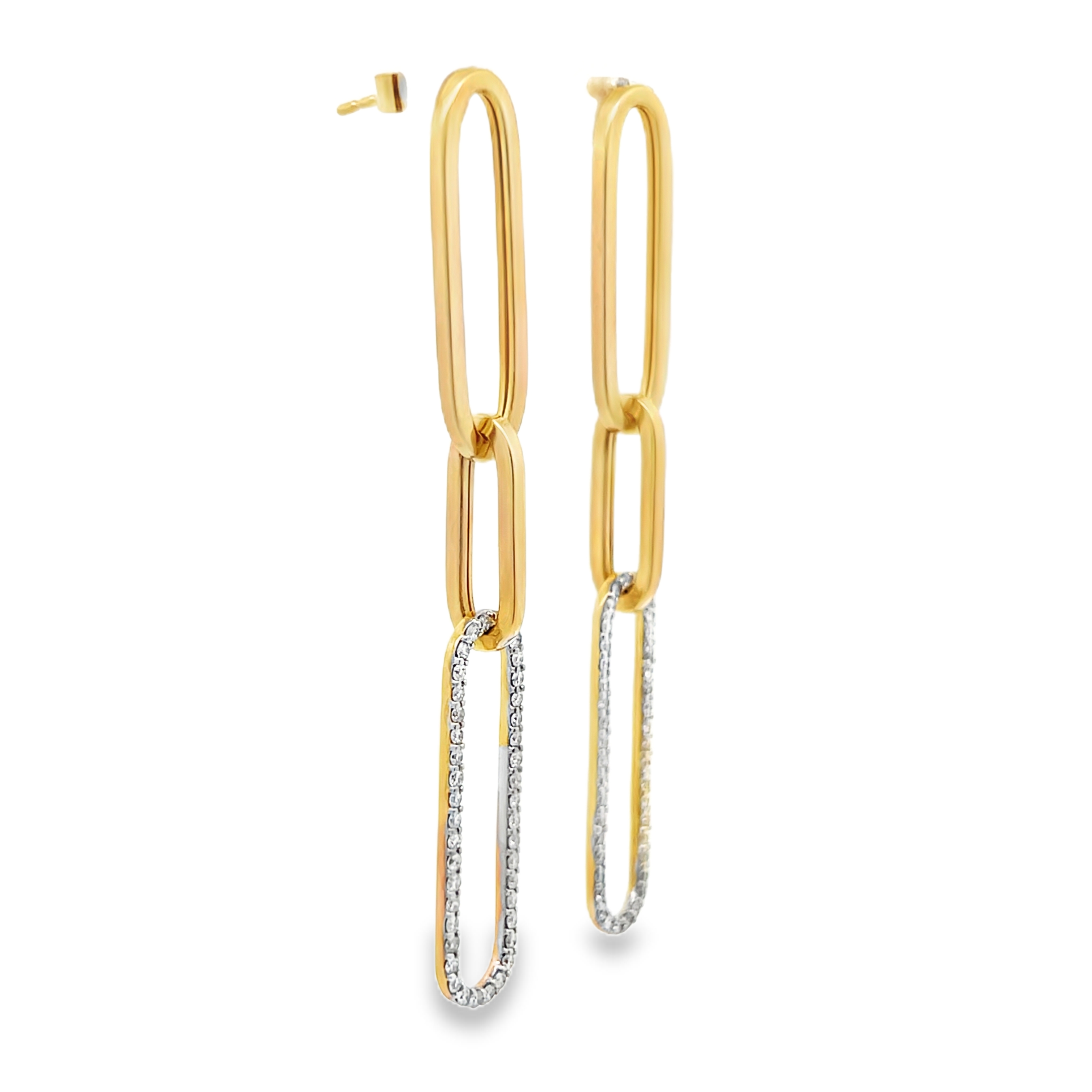 Diamond Paperclip Drop Earrings