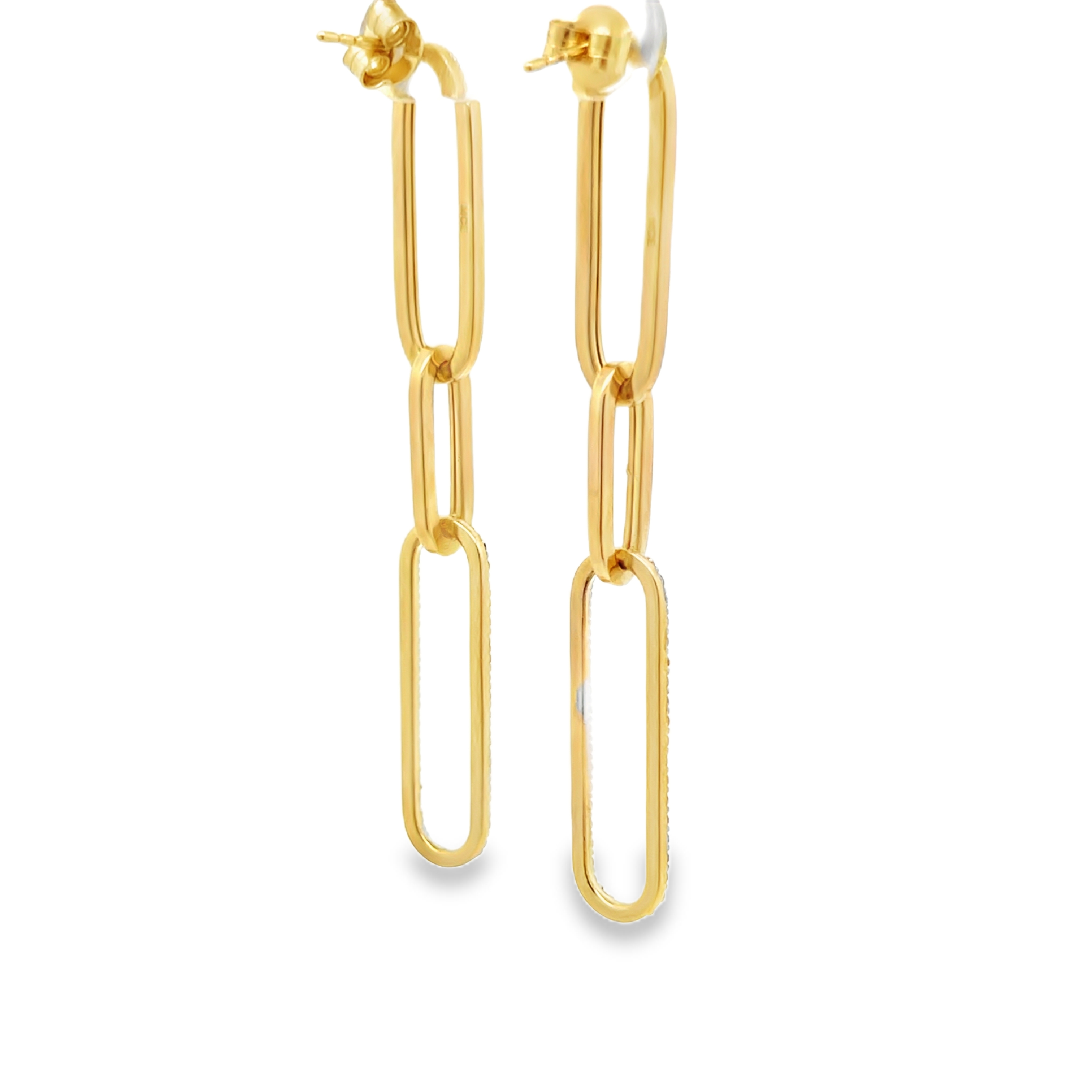 Diamond Paperclip Drop Earrings