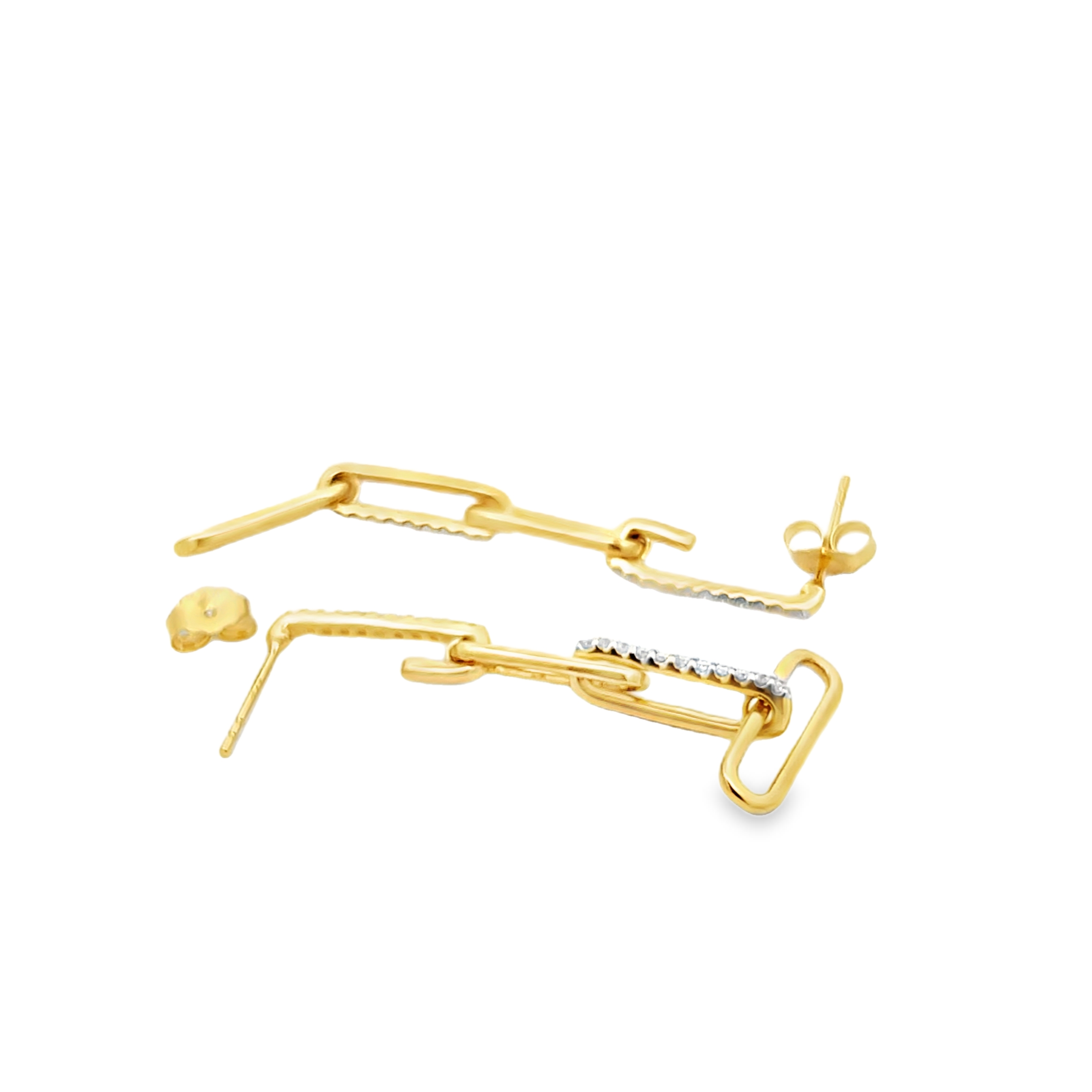 Alternating Diamond Paperclip Drop Earrings