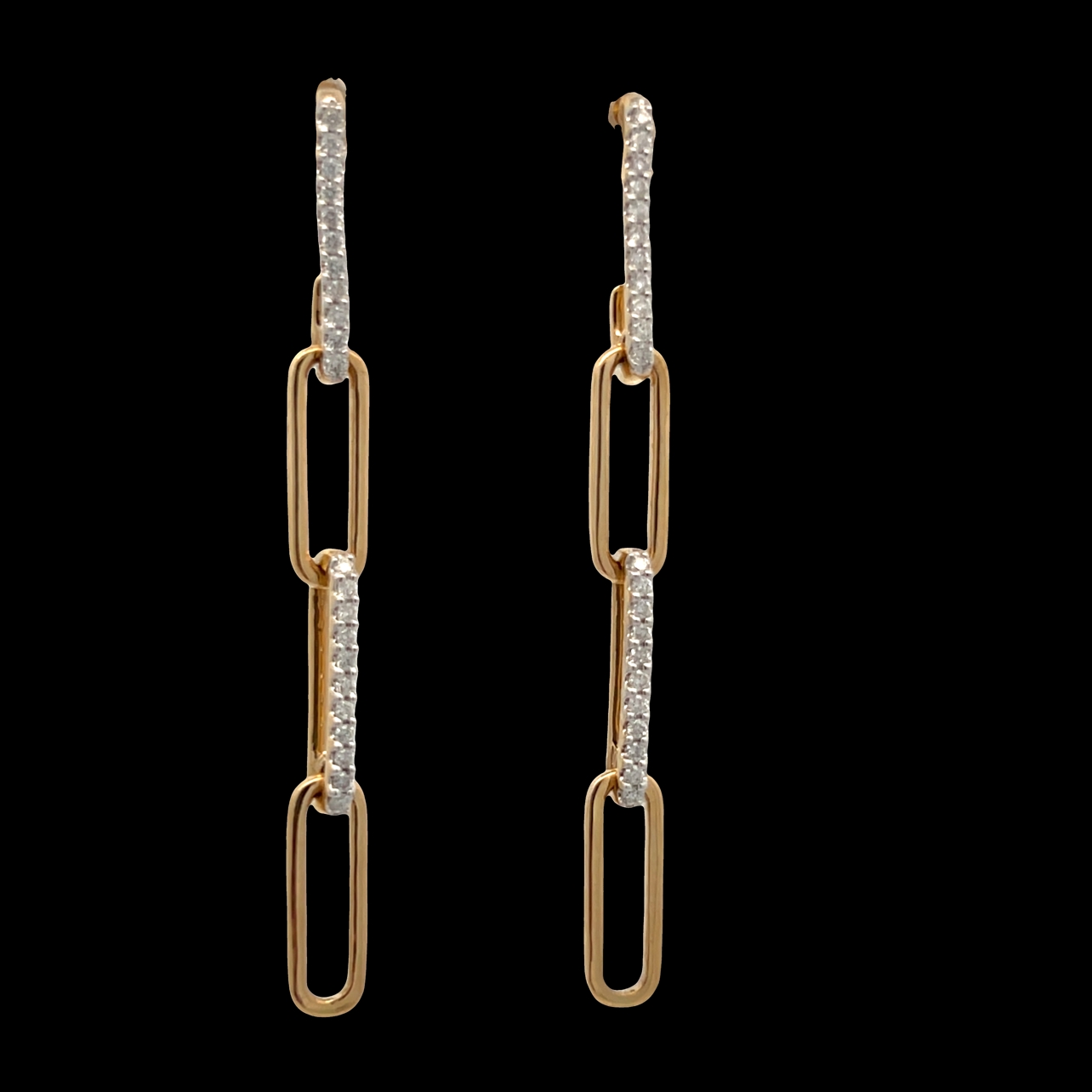 Alternating Diamond Paperclip Drop Earrings