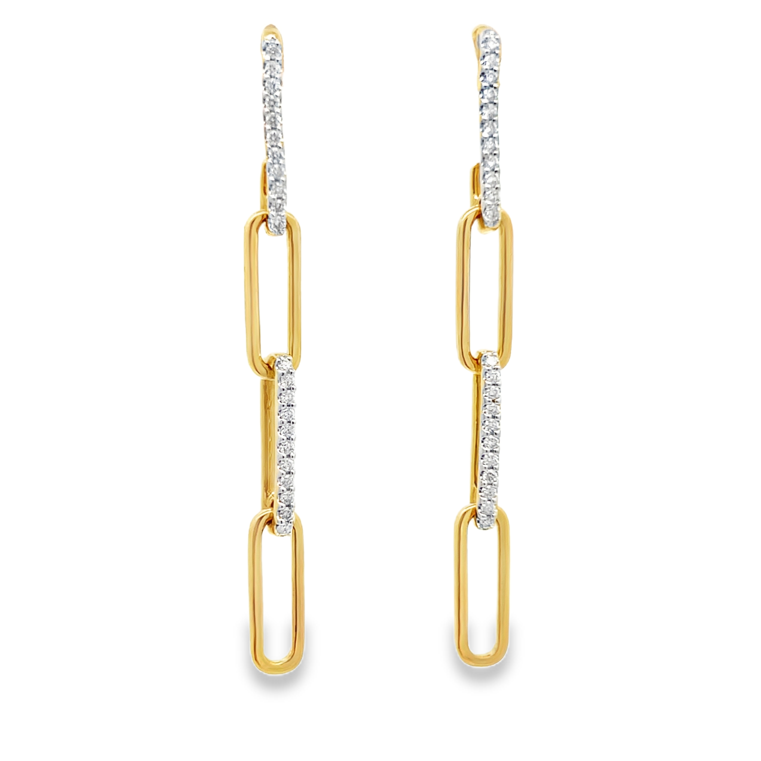 Alternating Diamond Paperclip Drop Earrings