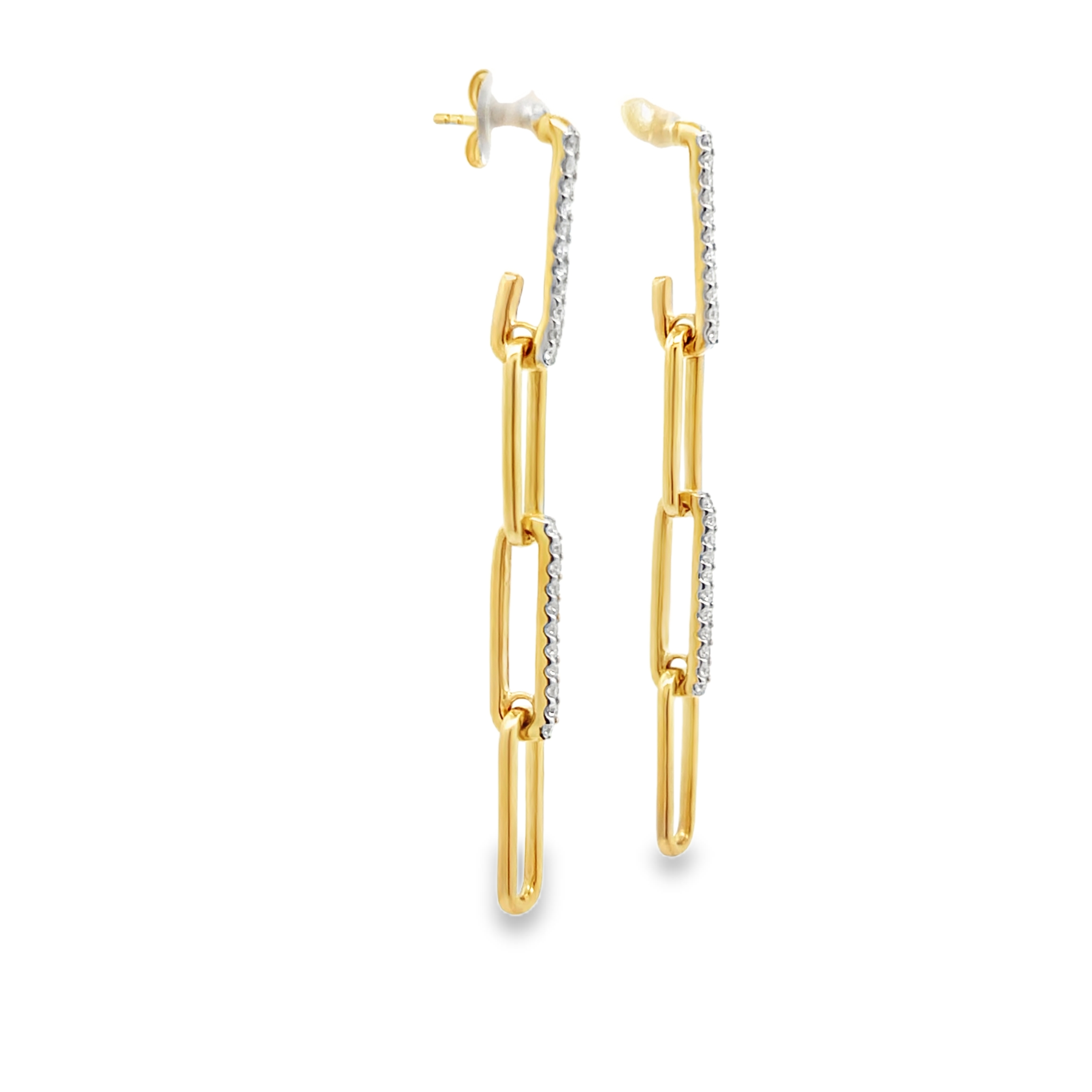 Alternating Diamond Paperclip Drop Earrings