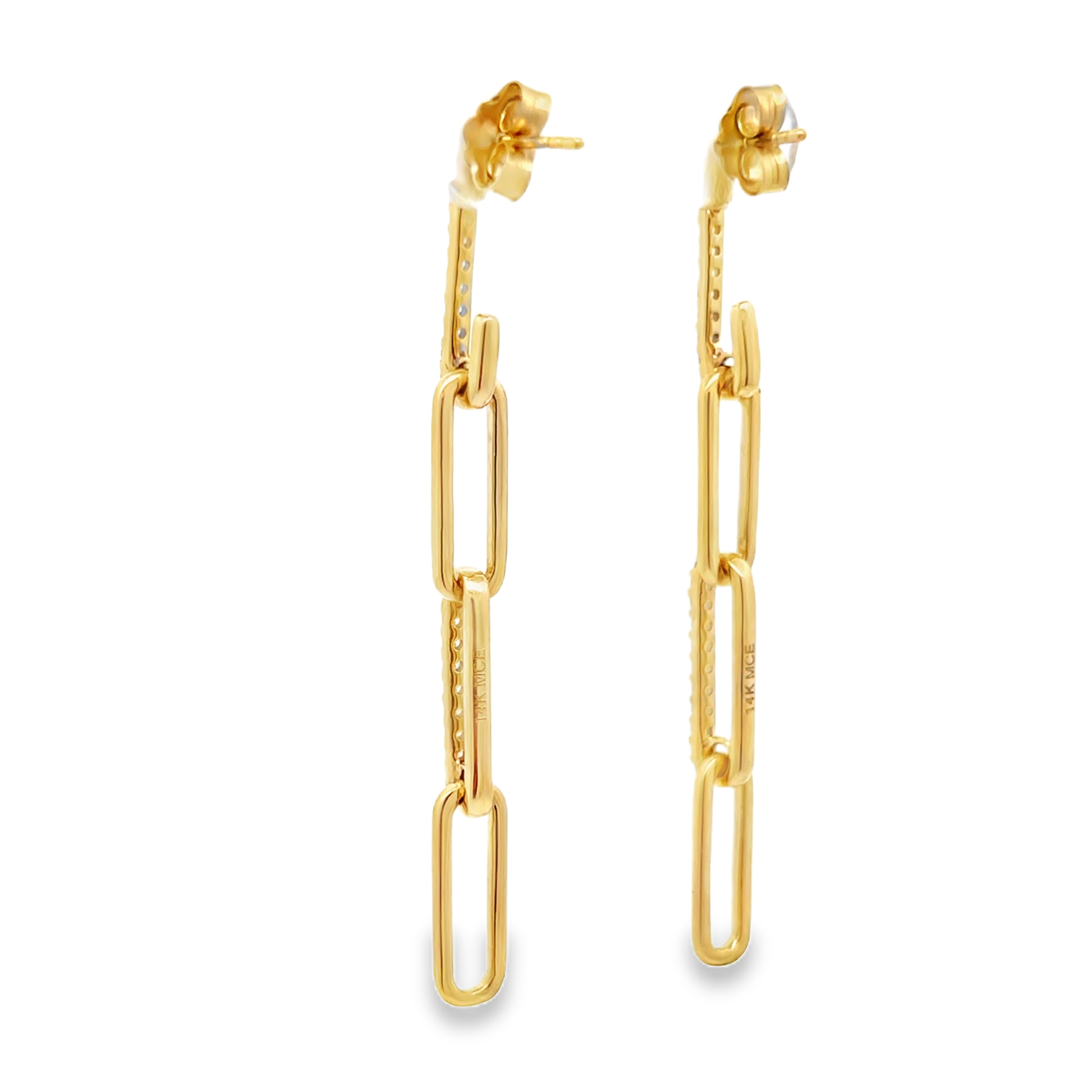 Alternating Diamond Paperclip Drop Earrings