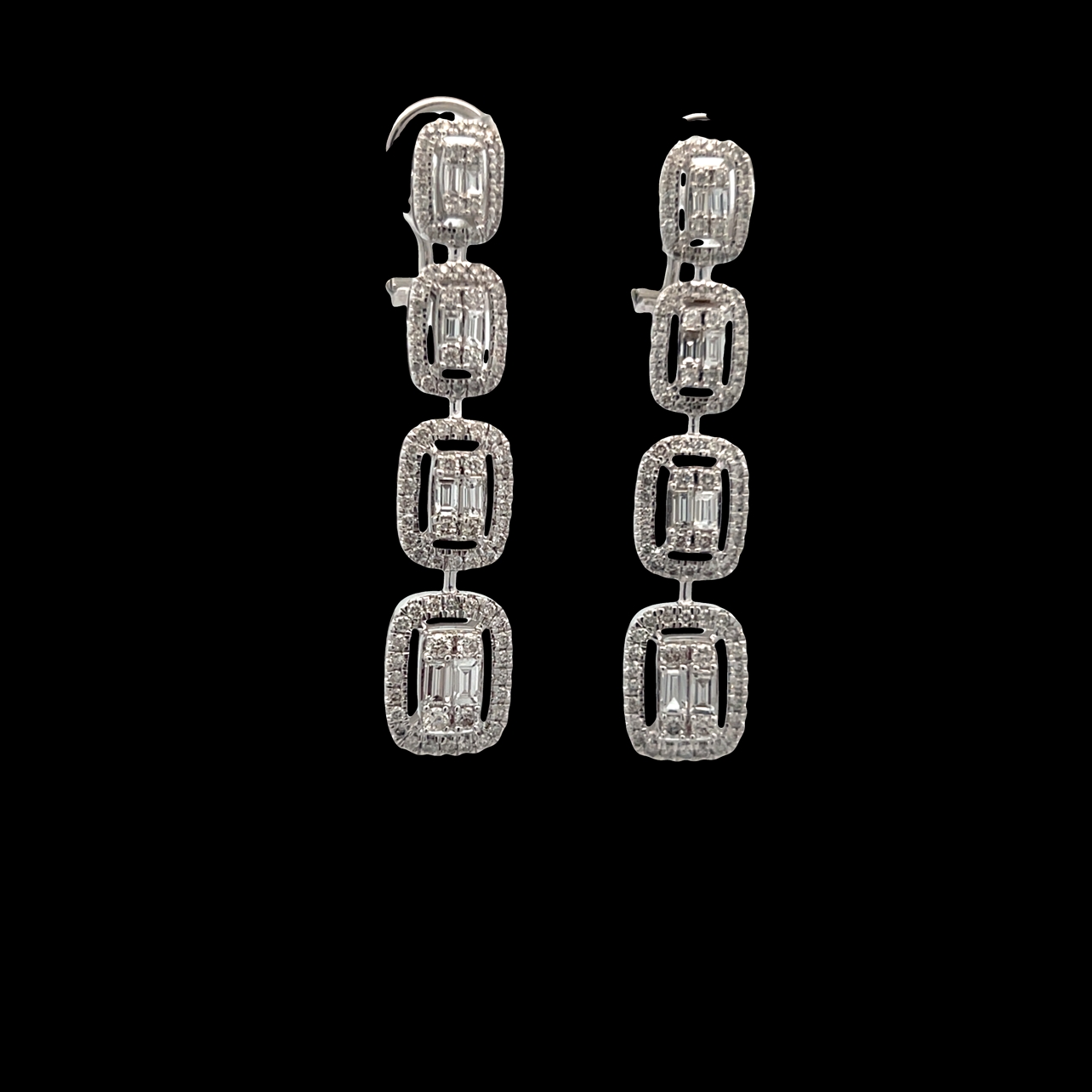 Diamond Four-Tier Drop Earrings