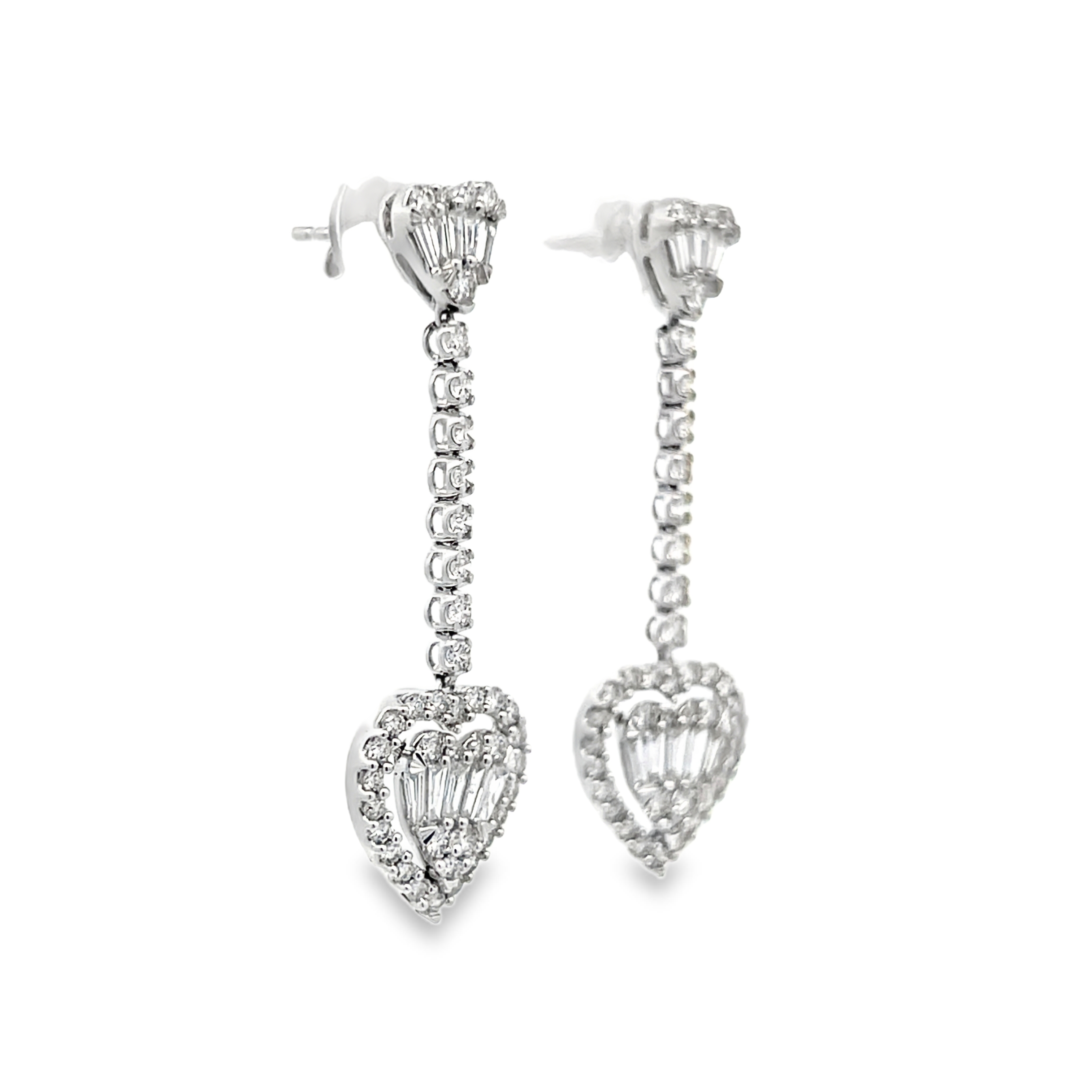 Diamond Heart Drop Earrings