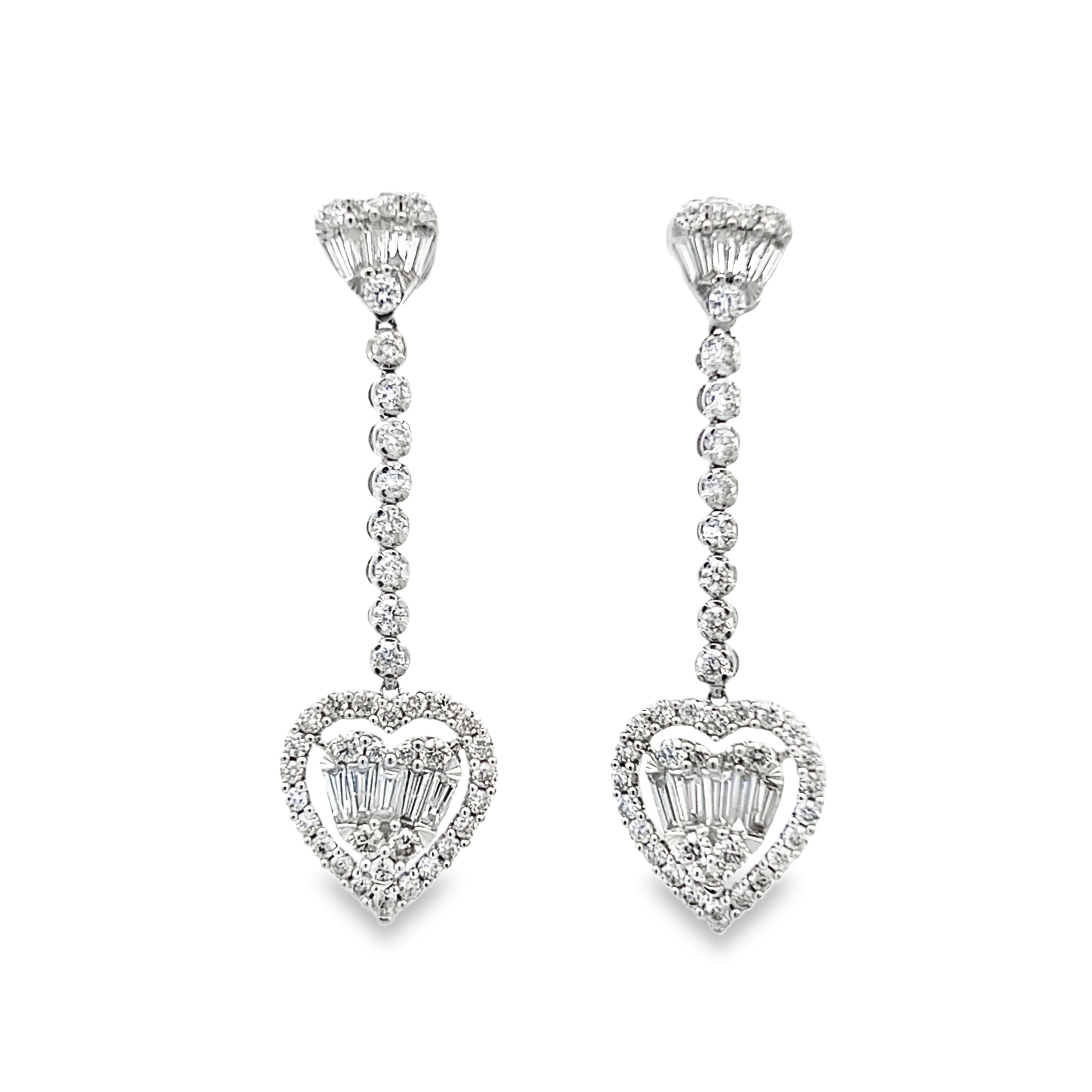 Diamond Heart Drop Earrings