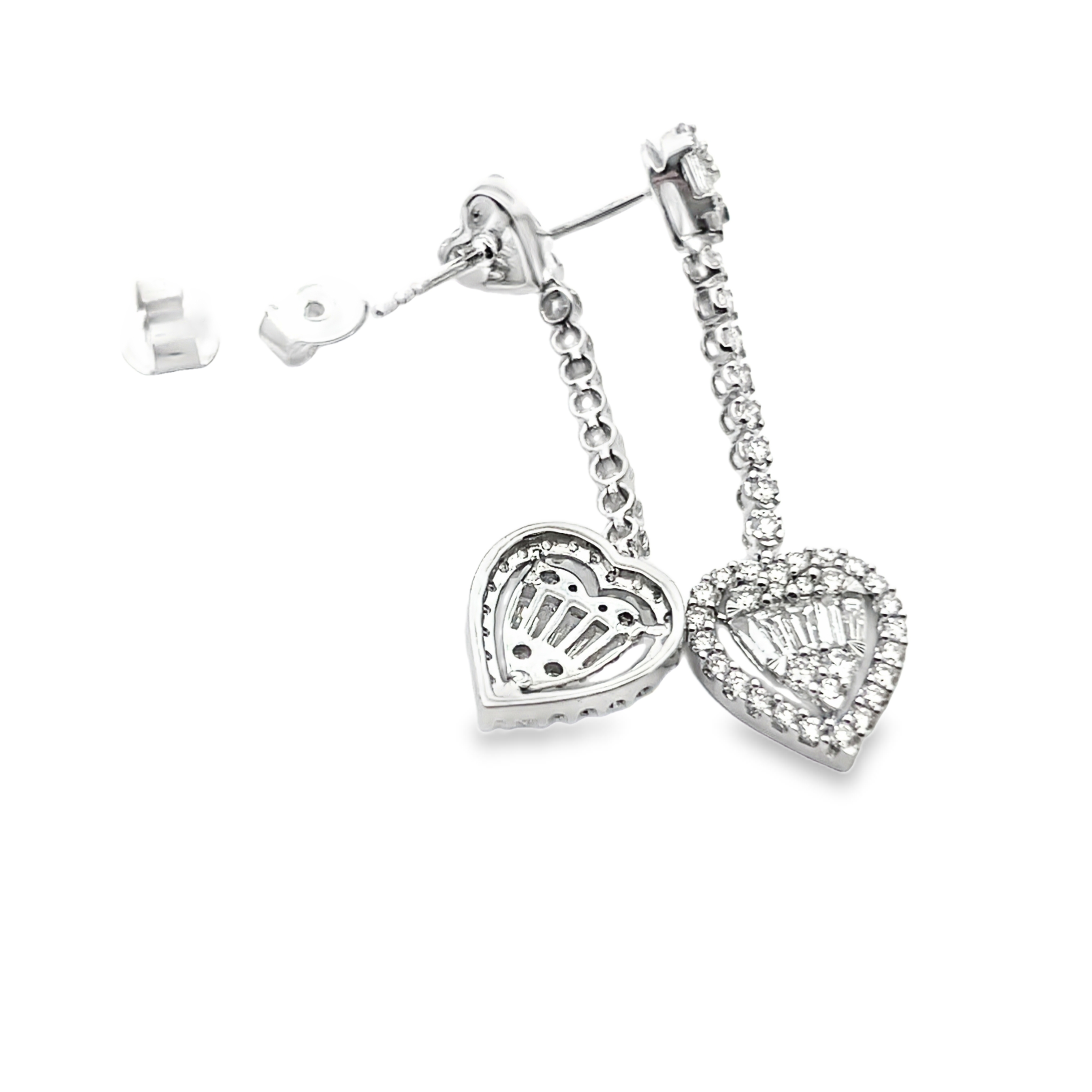 Diamond Heart Drop Earrings