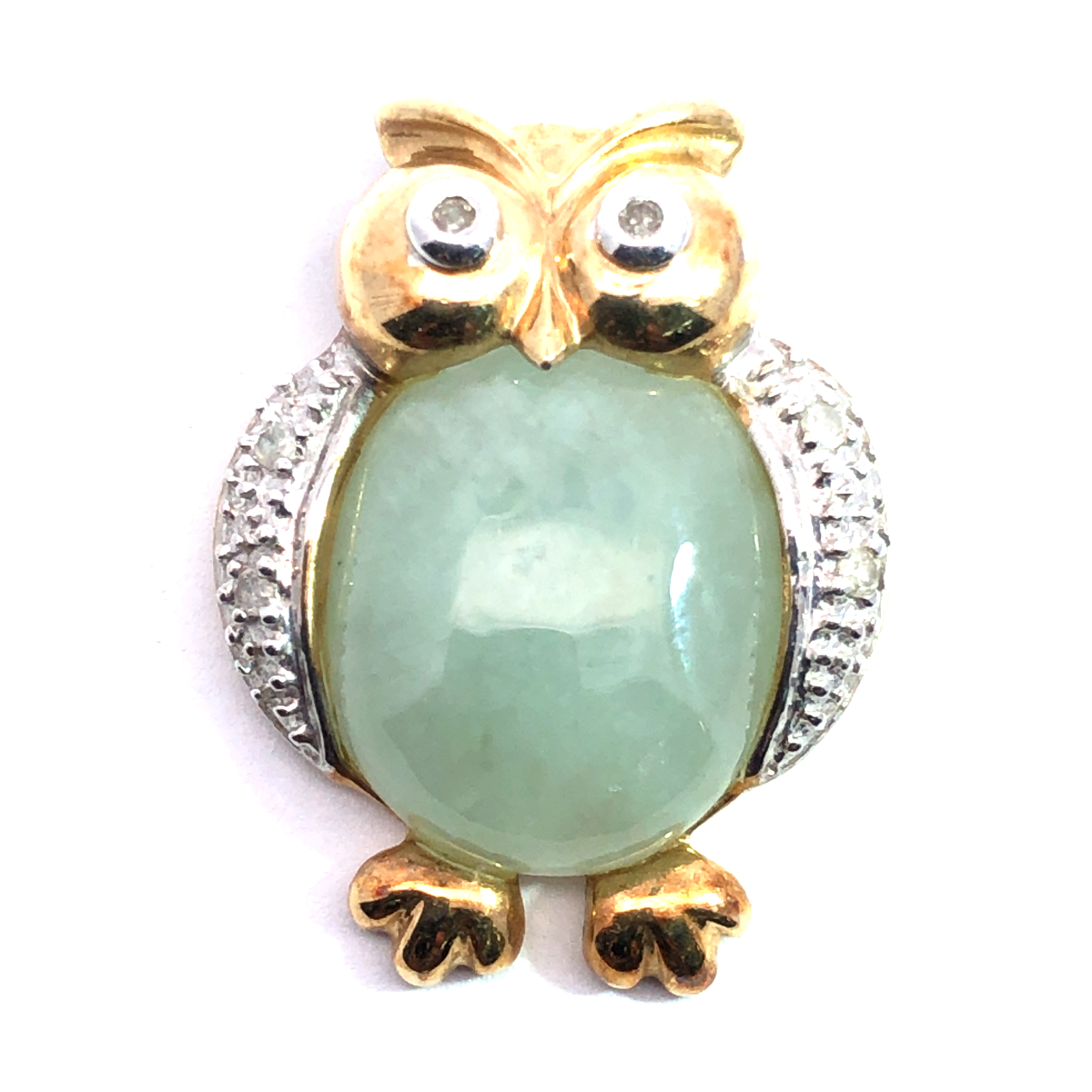 Light Green Gemstone Owl Pendant
