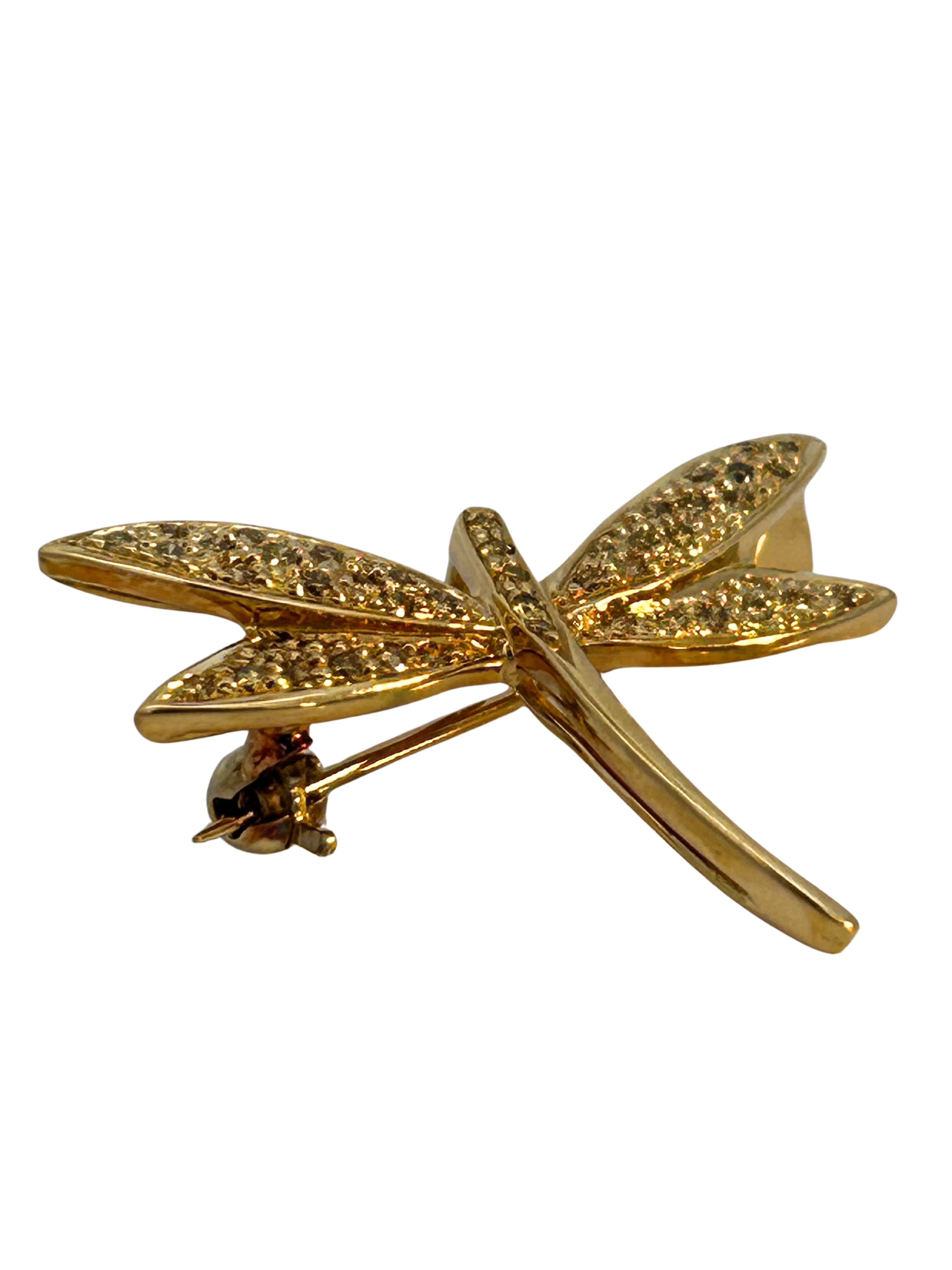 18K Diamond Accented DragonFly Brooch
