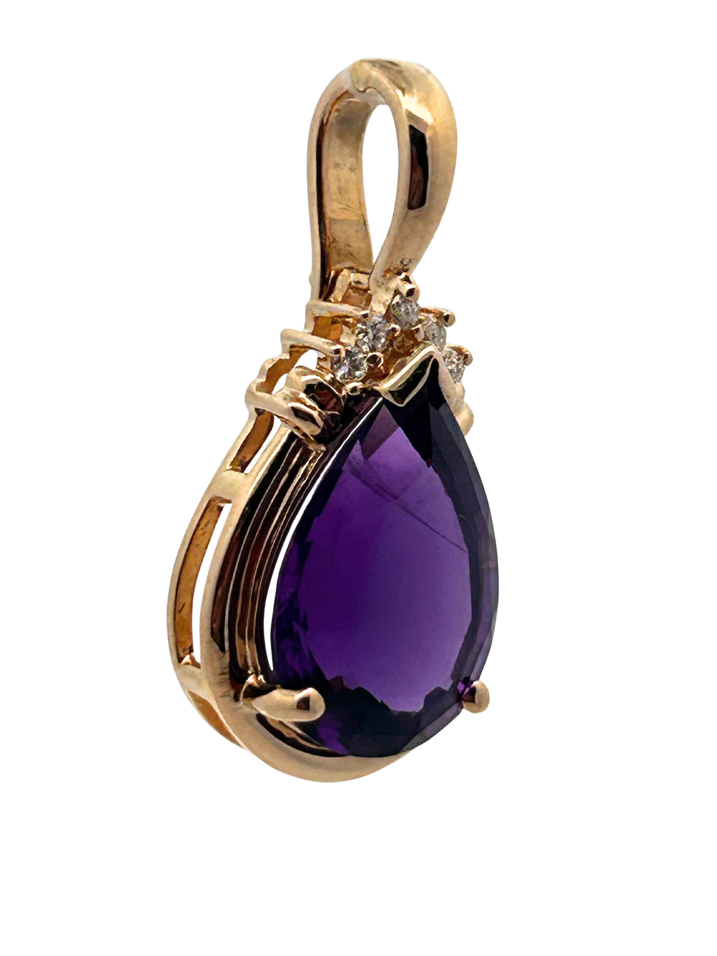 14K Amethyst & Diamond Enhancer Pendant