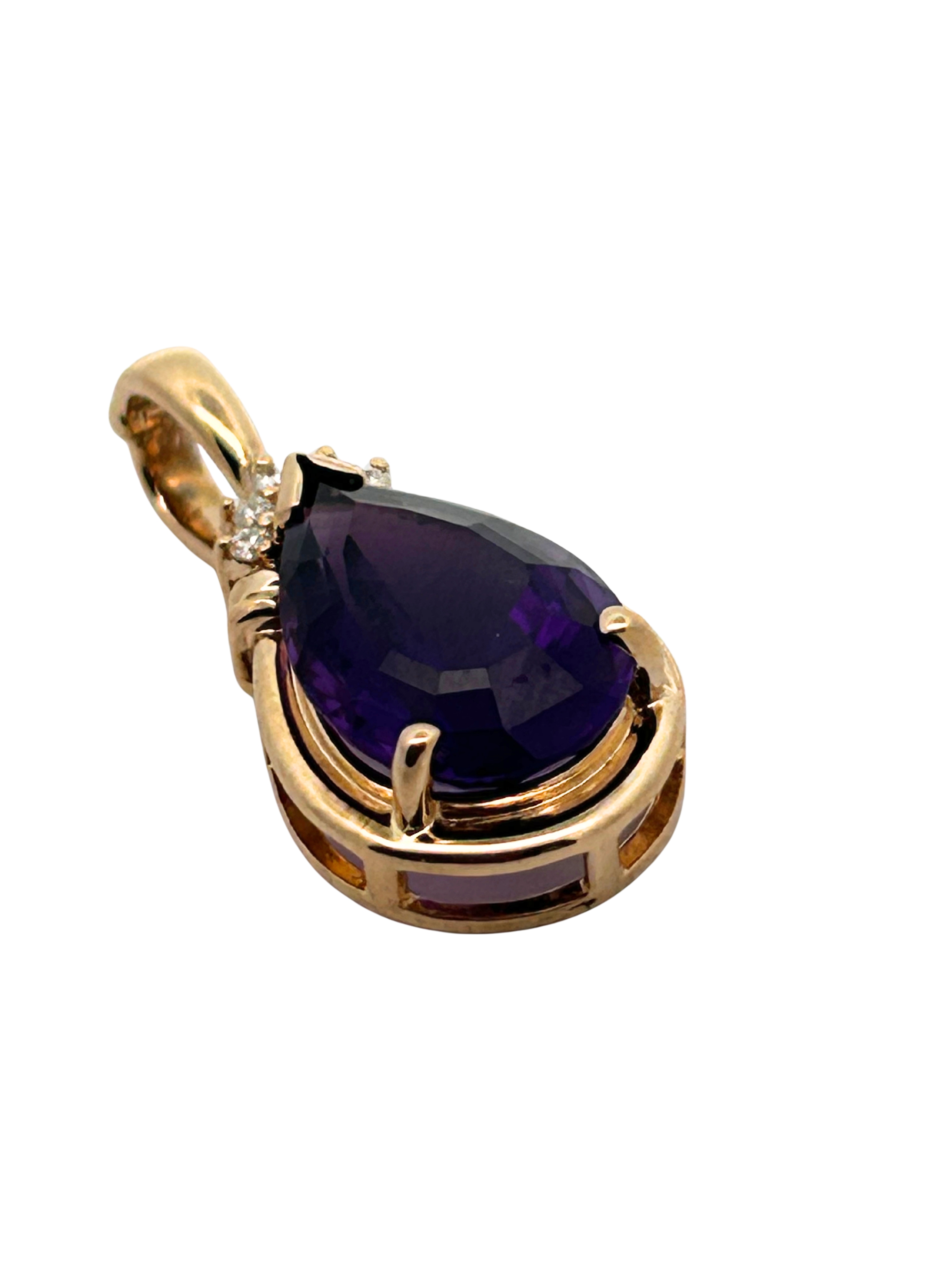 14K Amethyst & Diamond Enhancer Pendant