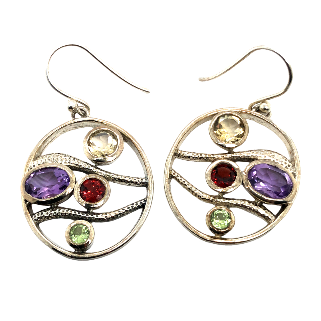 Multi Color Gemstone Ring and Earring Set