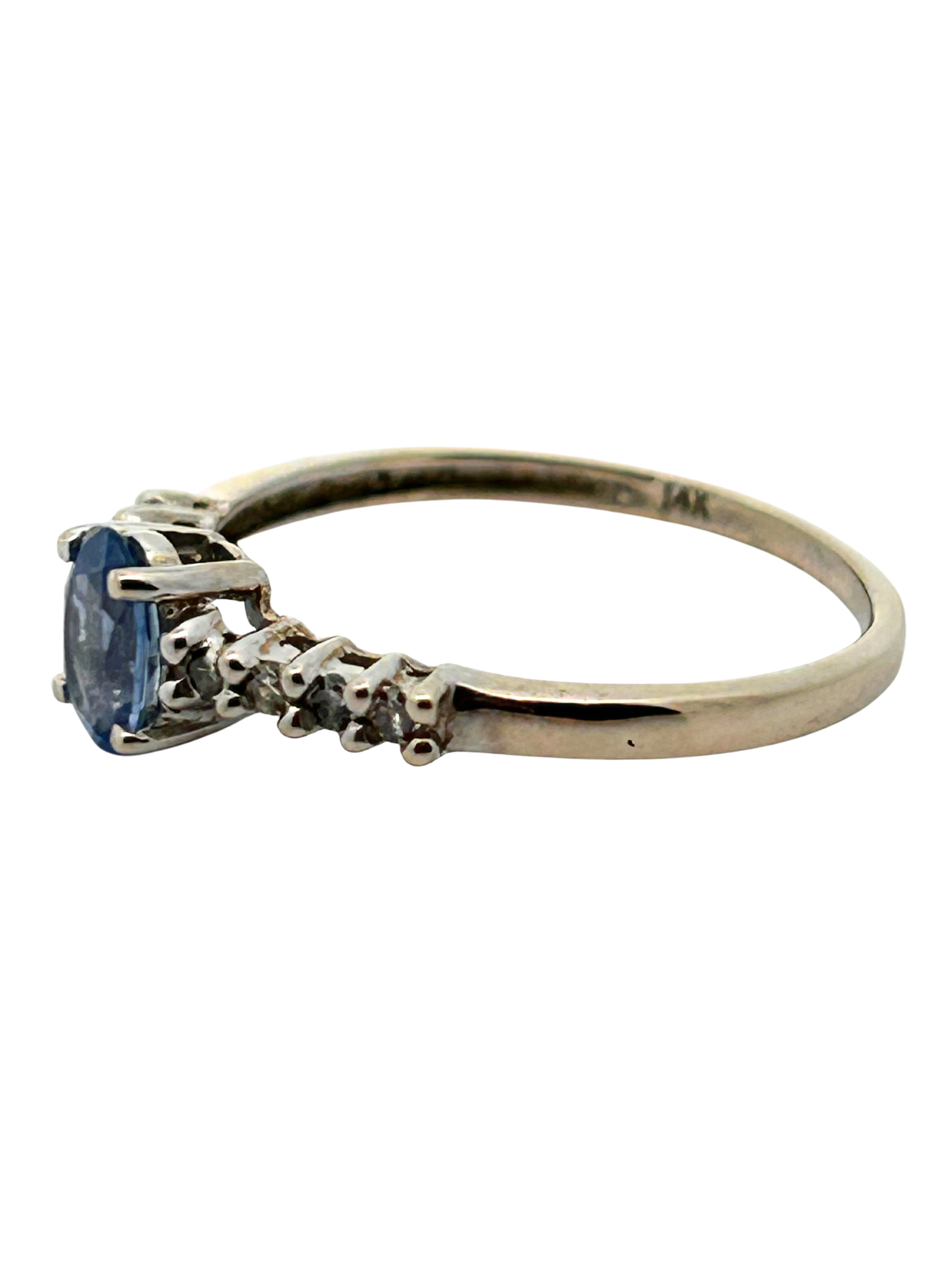 14K Ceylon Sapphire & Diamond Ring