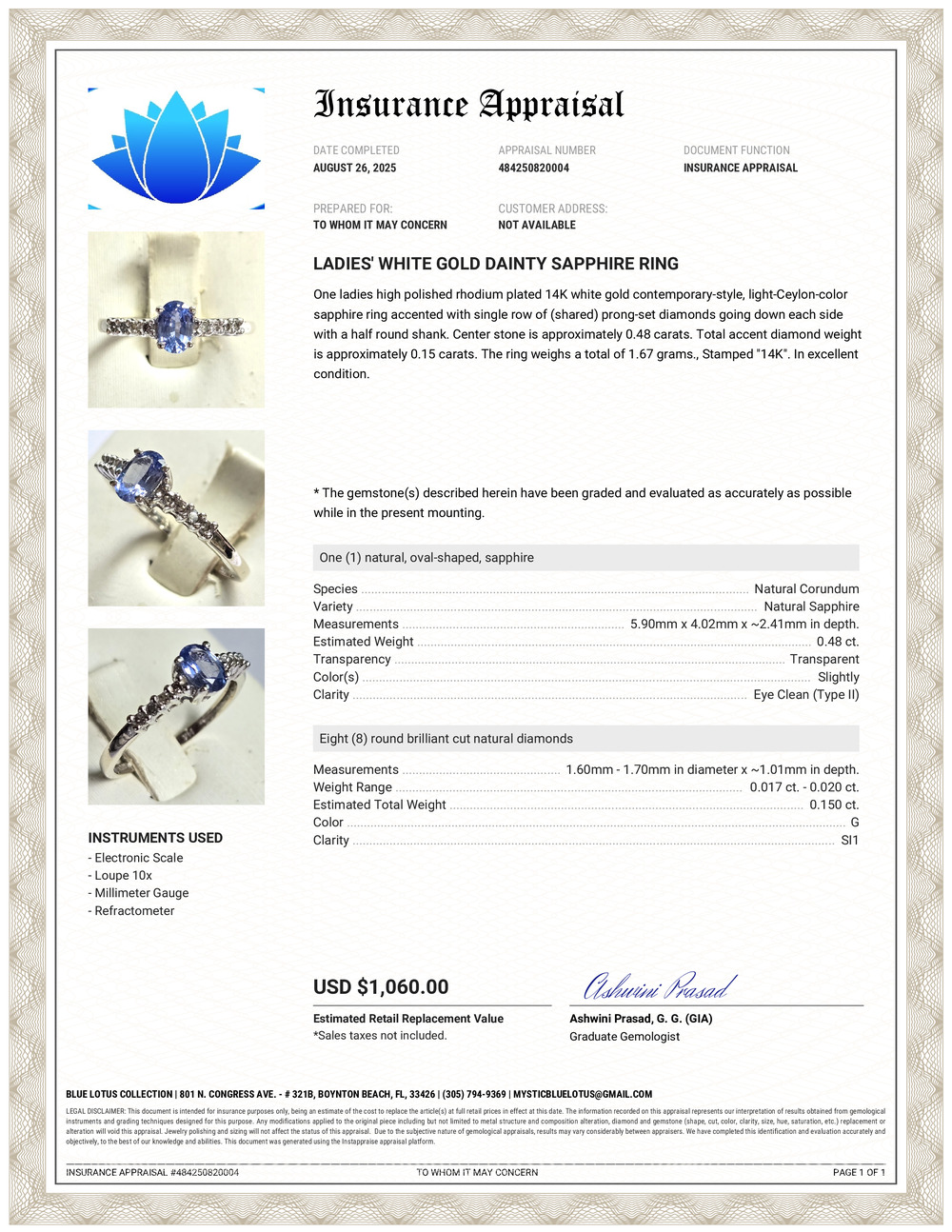14K Ceylon Sapphire & Diamond Ring