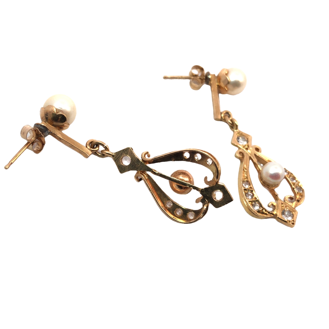 Pearl & Sapphire Dangle Earrings