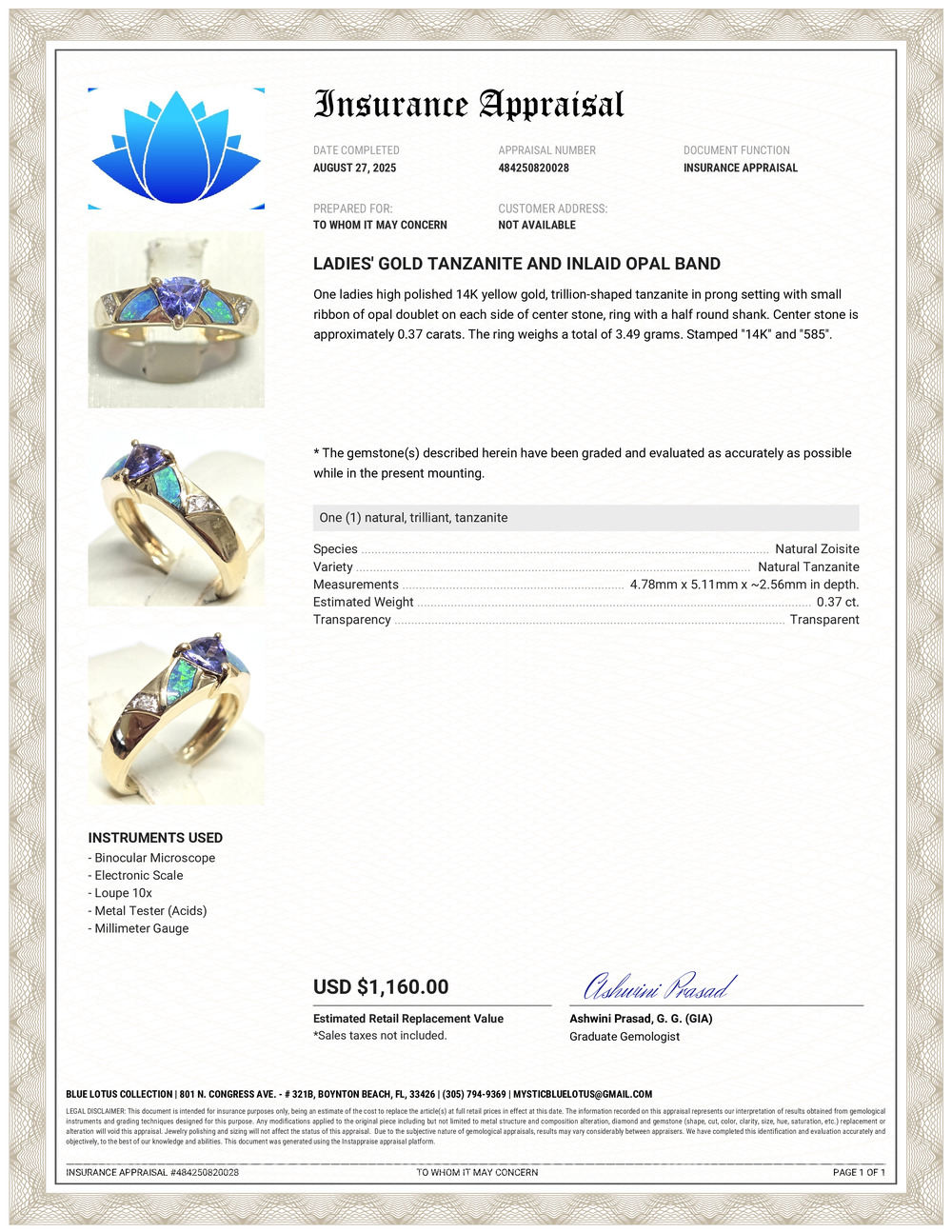 14k Tanzanite & Opal Ring