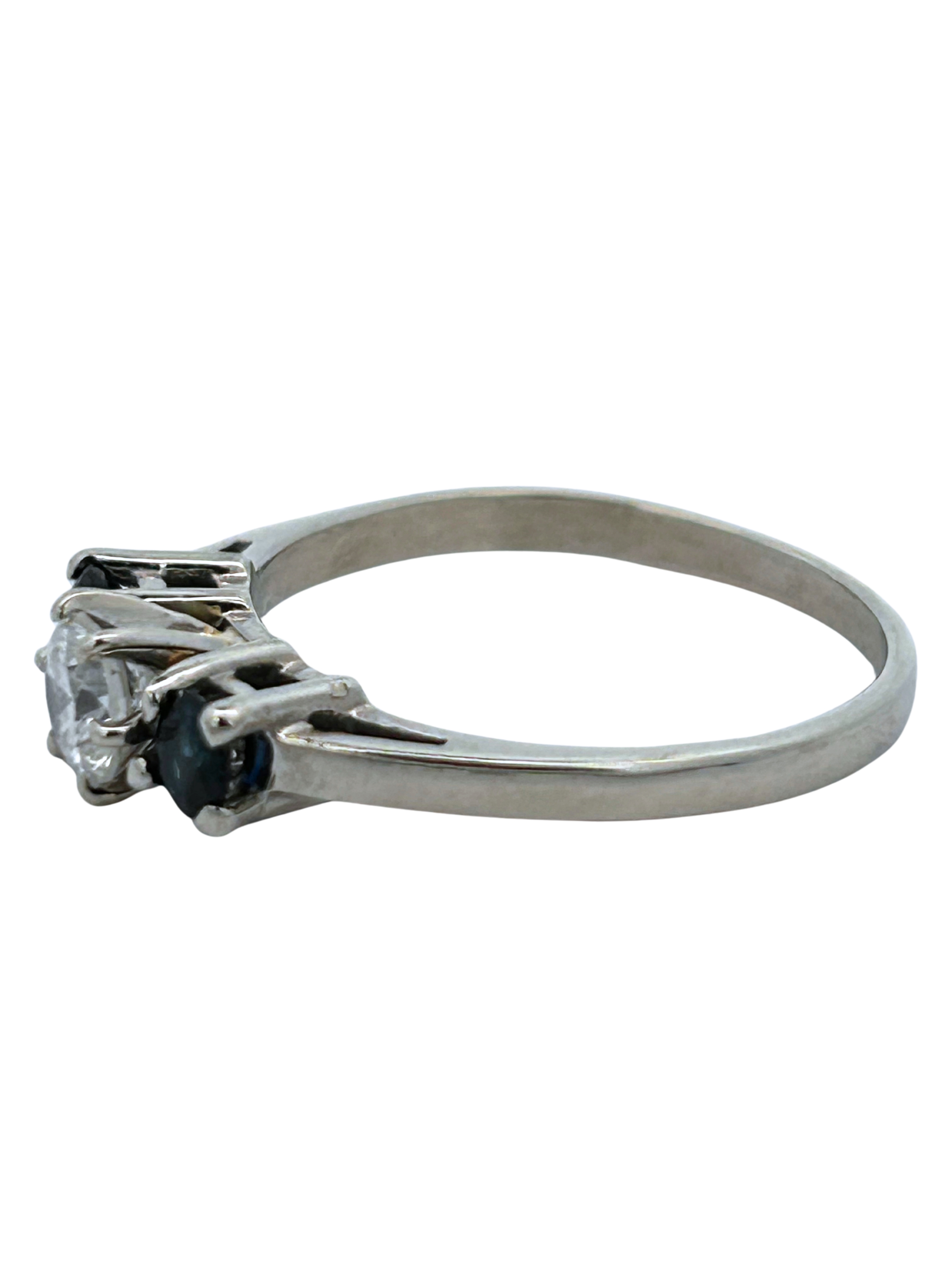 14K Diamond & Sapphire 3 Stone Ring