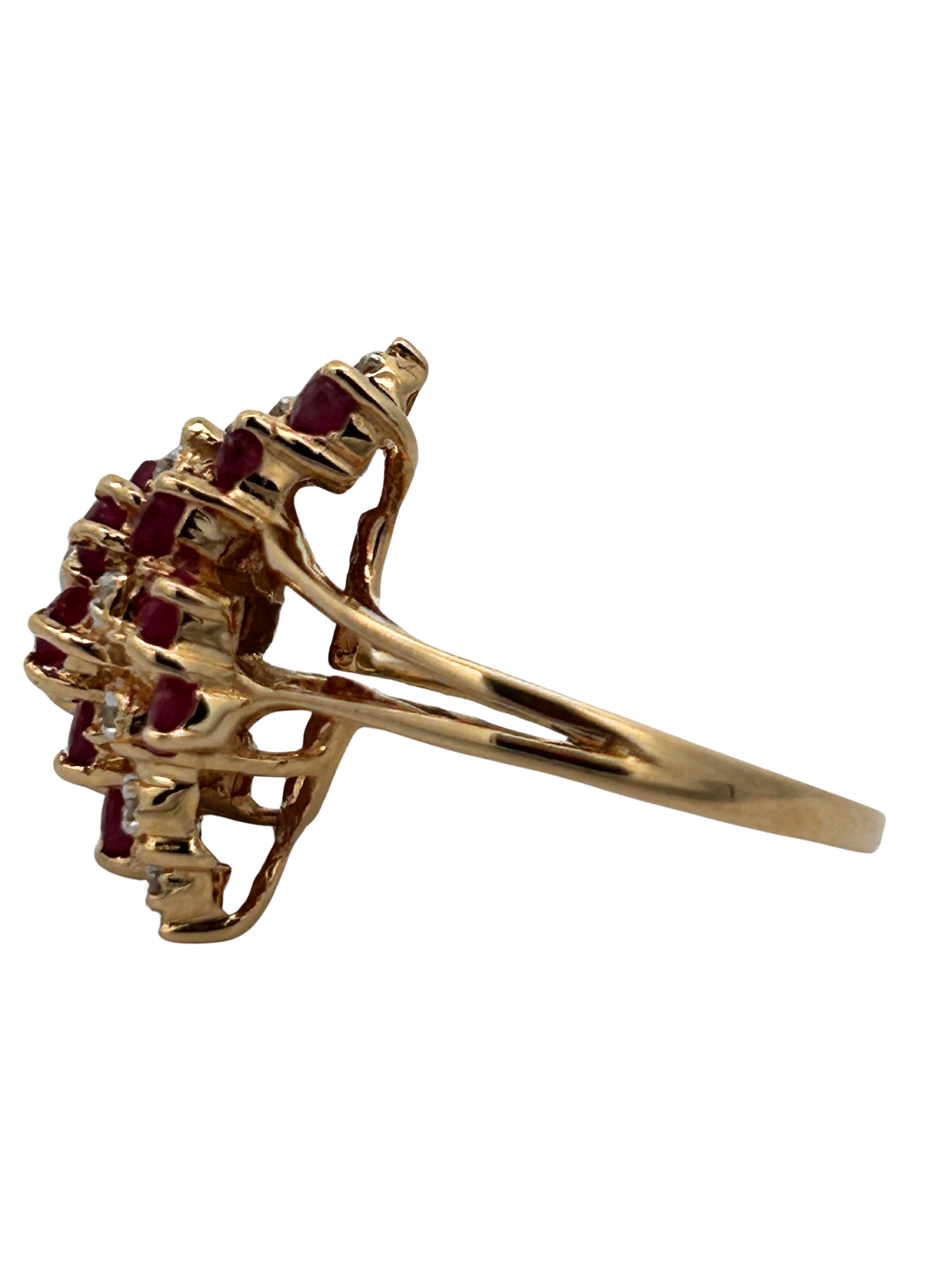14K Ruby & Diamond Cluster Ring