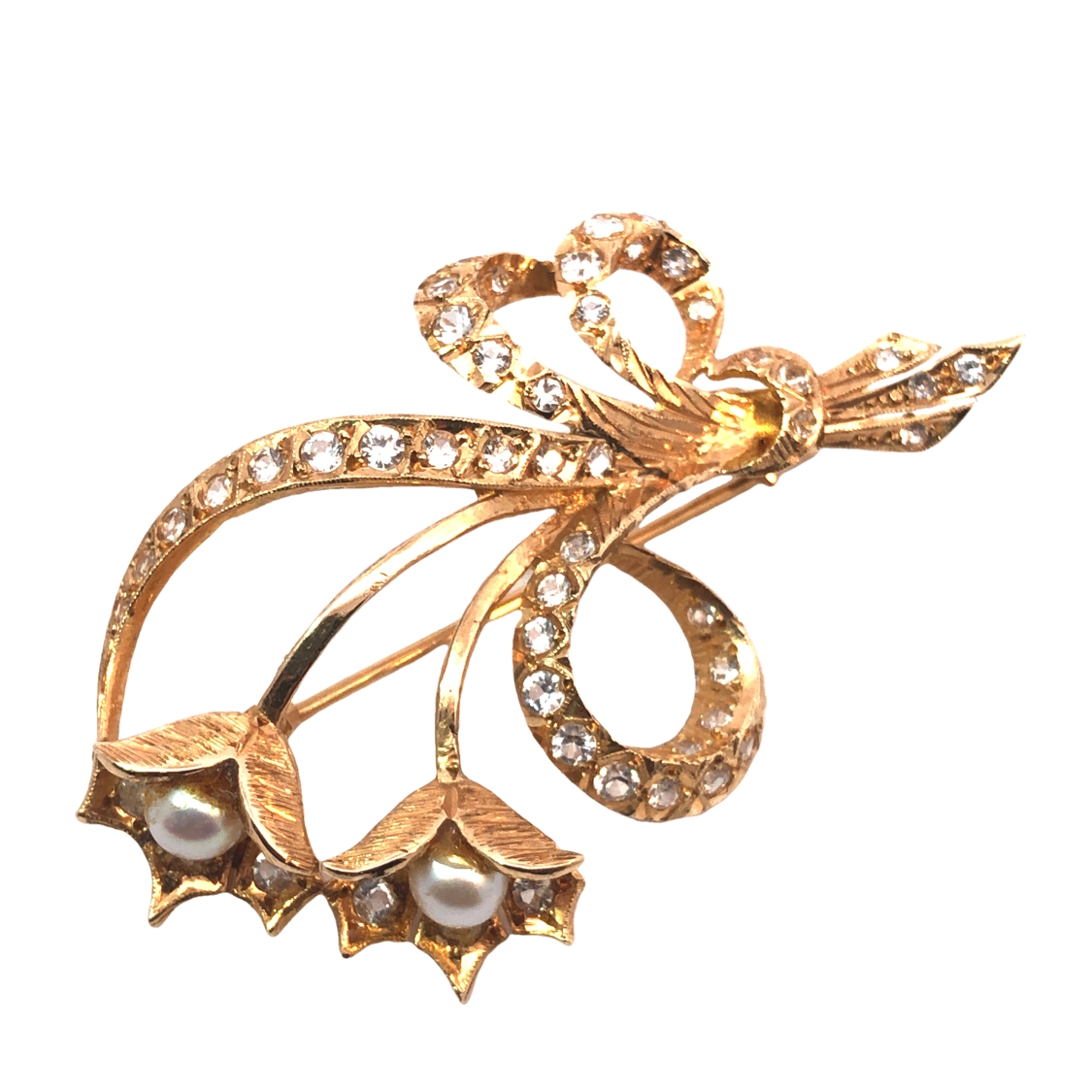 18K Pearl Floral Brooch