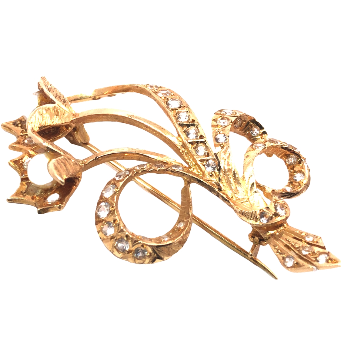 18K Pearl Floral Brooch