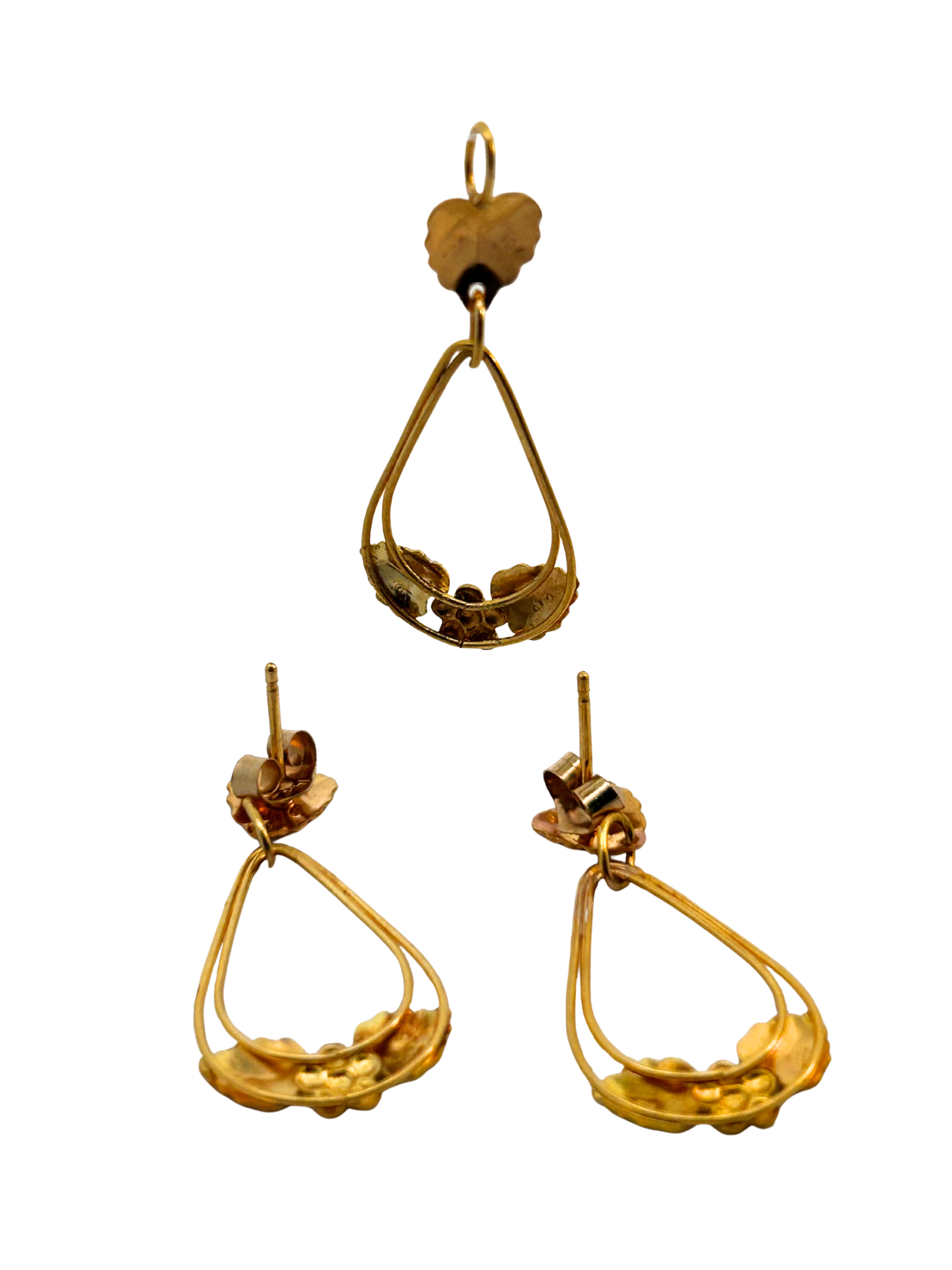 14K Black Hills Gold Pendant & Earrings Set