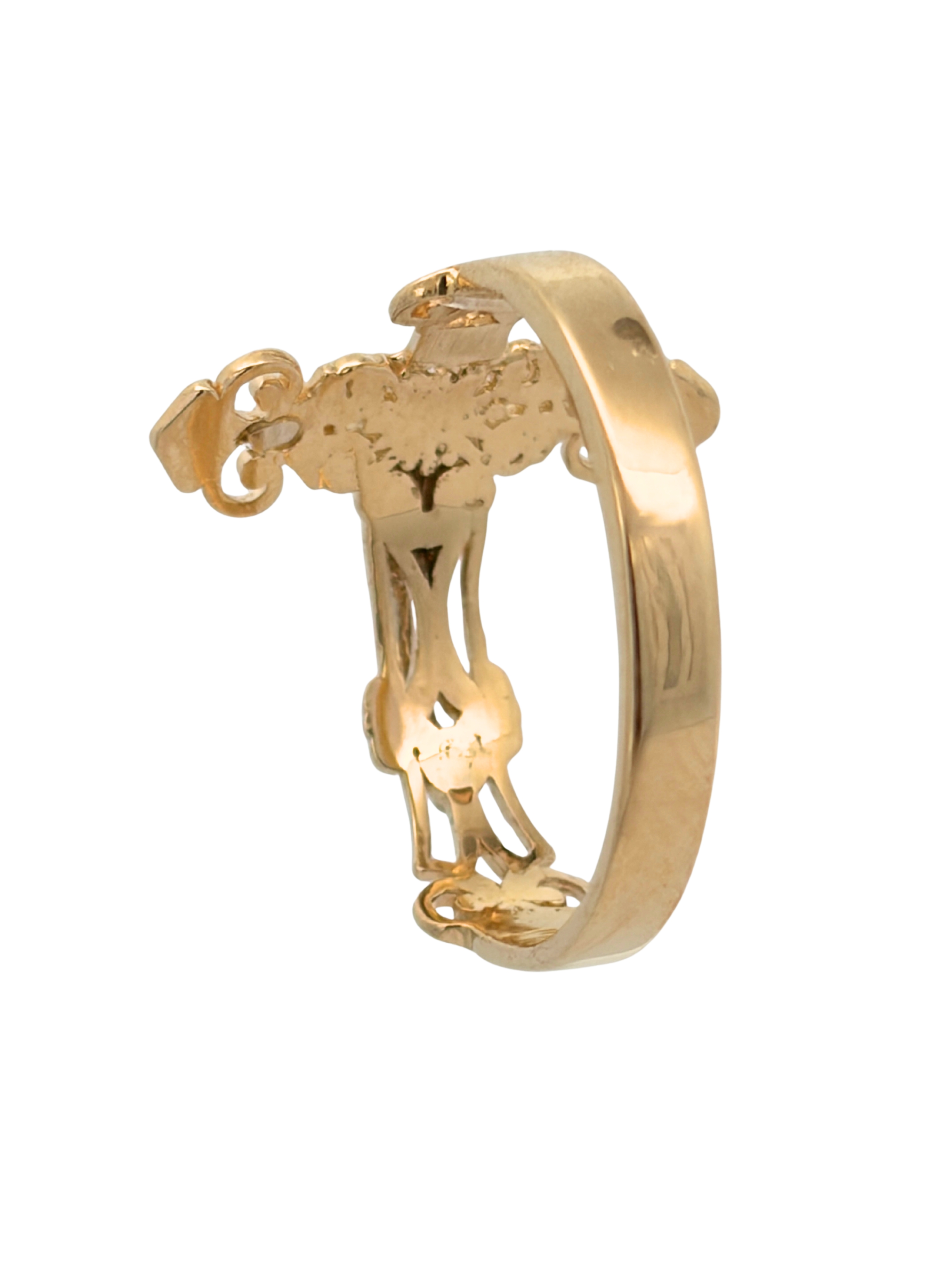 14K Two Tone Gold Crucifix Cross Ring