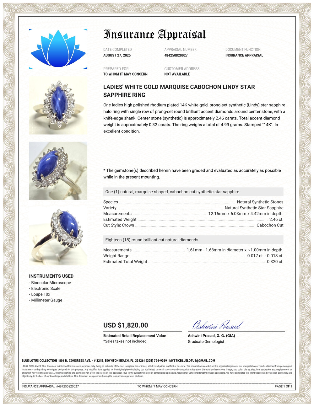 14K Star Sapphire & Diamond Ring