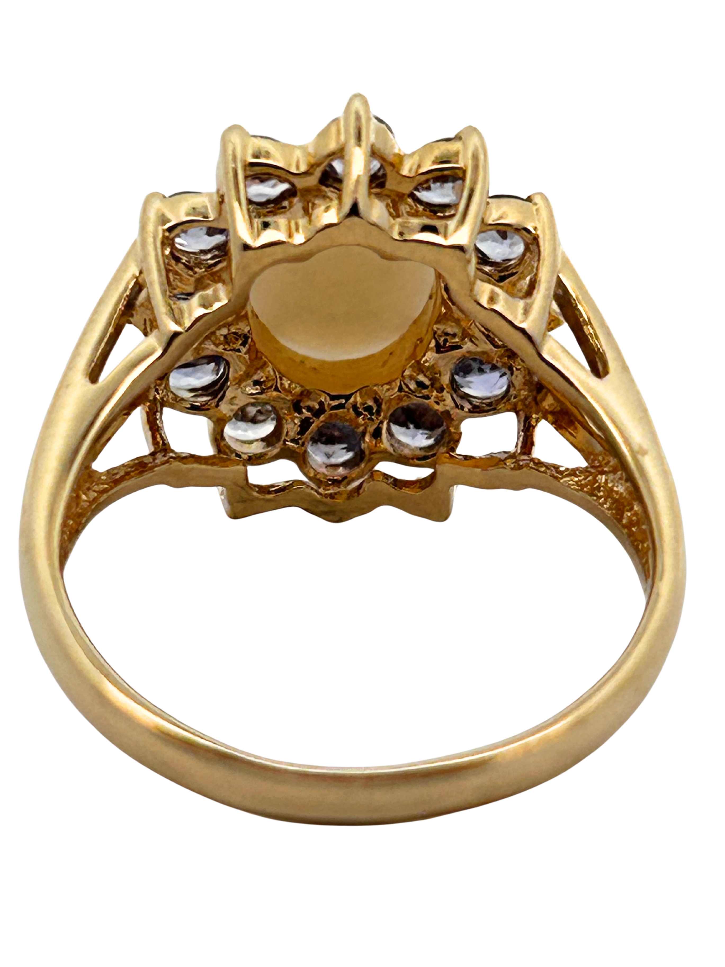 14K Opal & Tanzanite Halo Ring