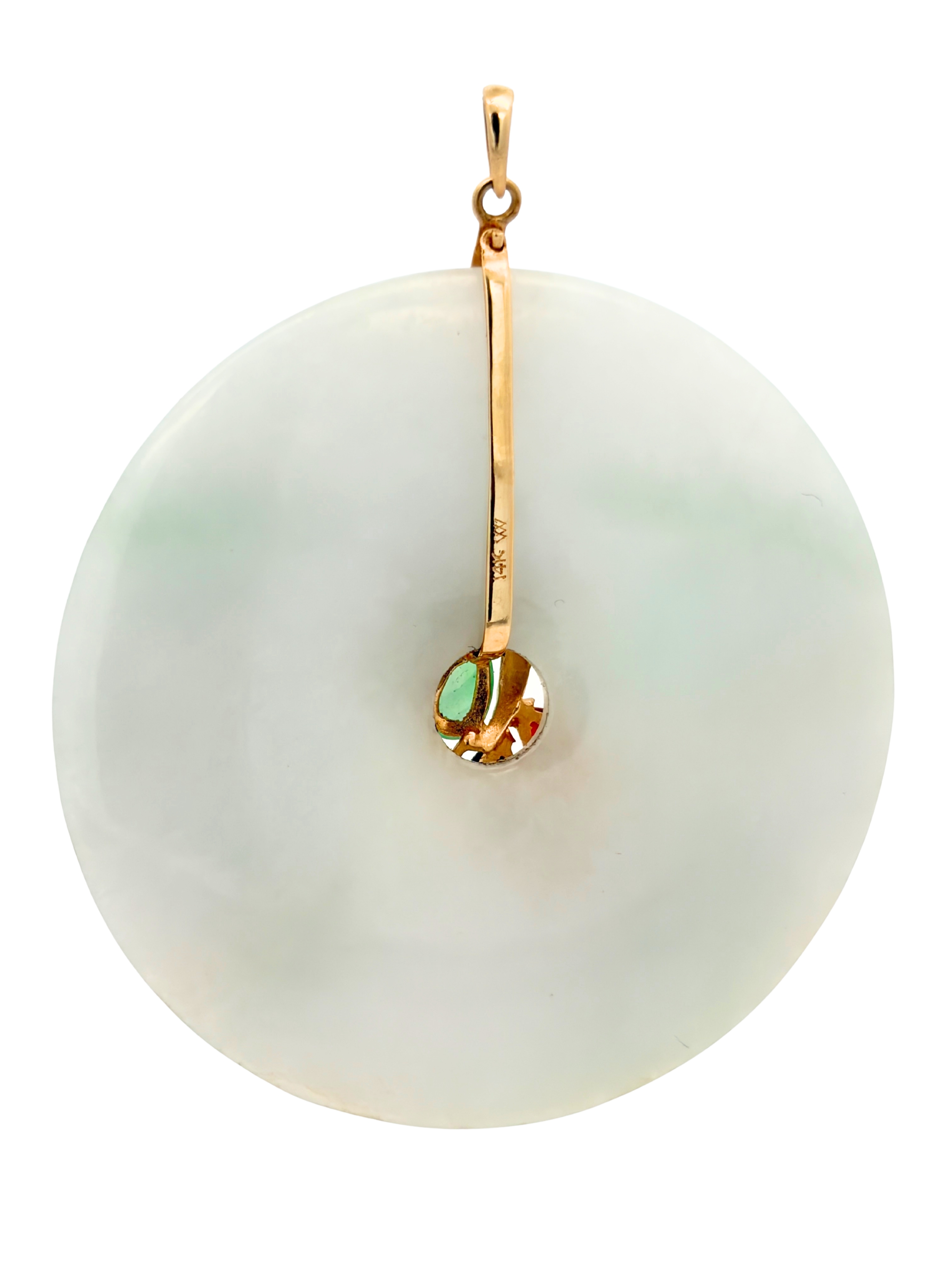 14K 2" Jadeite & Gemstone Pendant