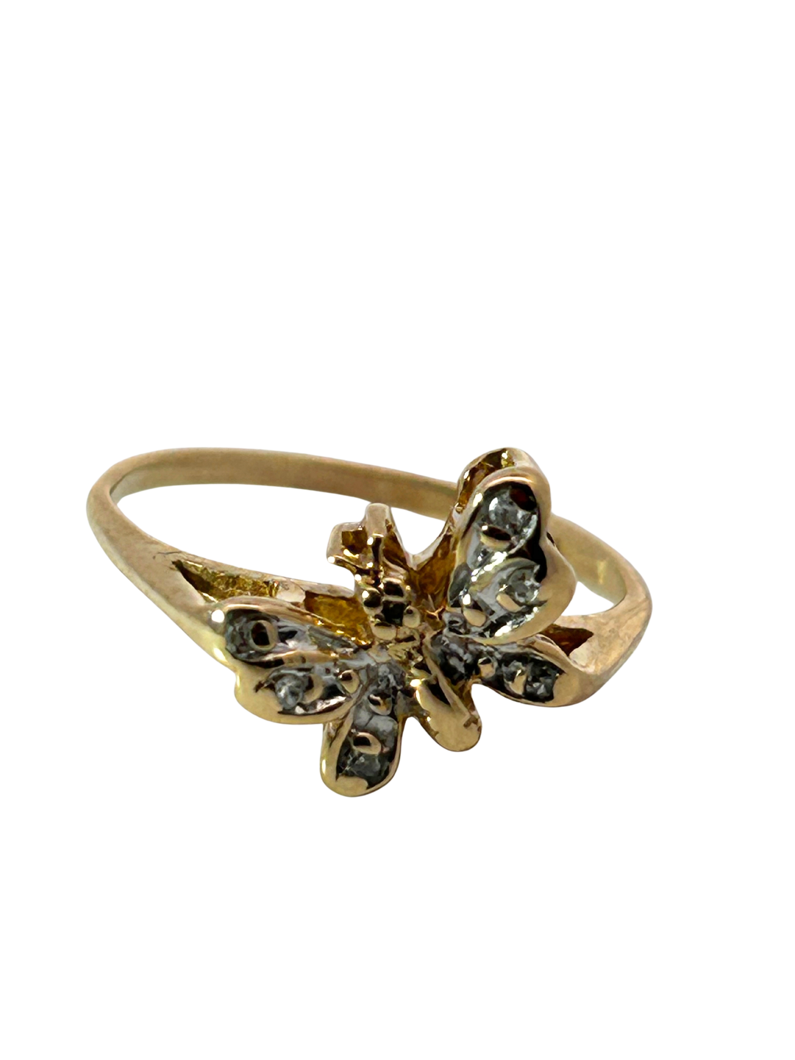 10K Diamond Butterfly Ring