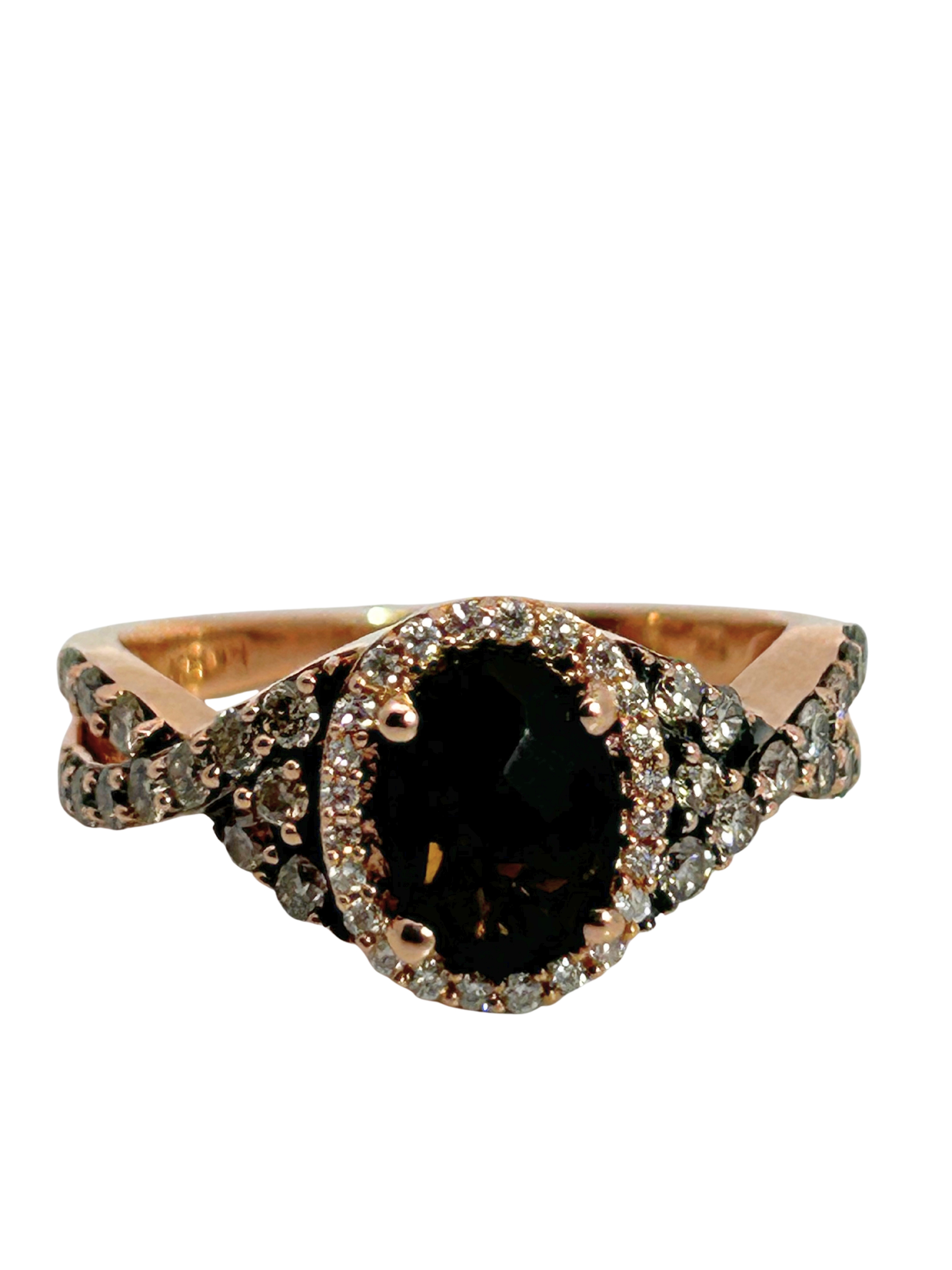 LeVian Chocolate Quartz & Champagne Diamond Halo Ring