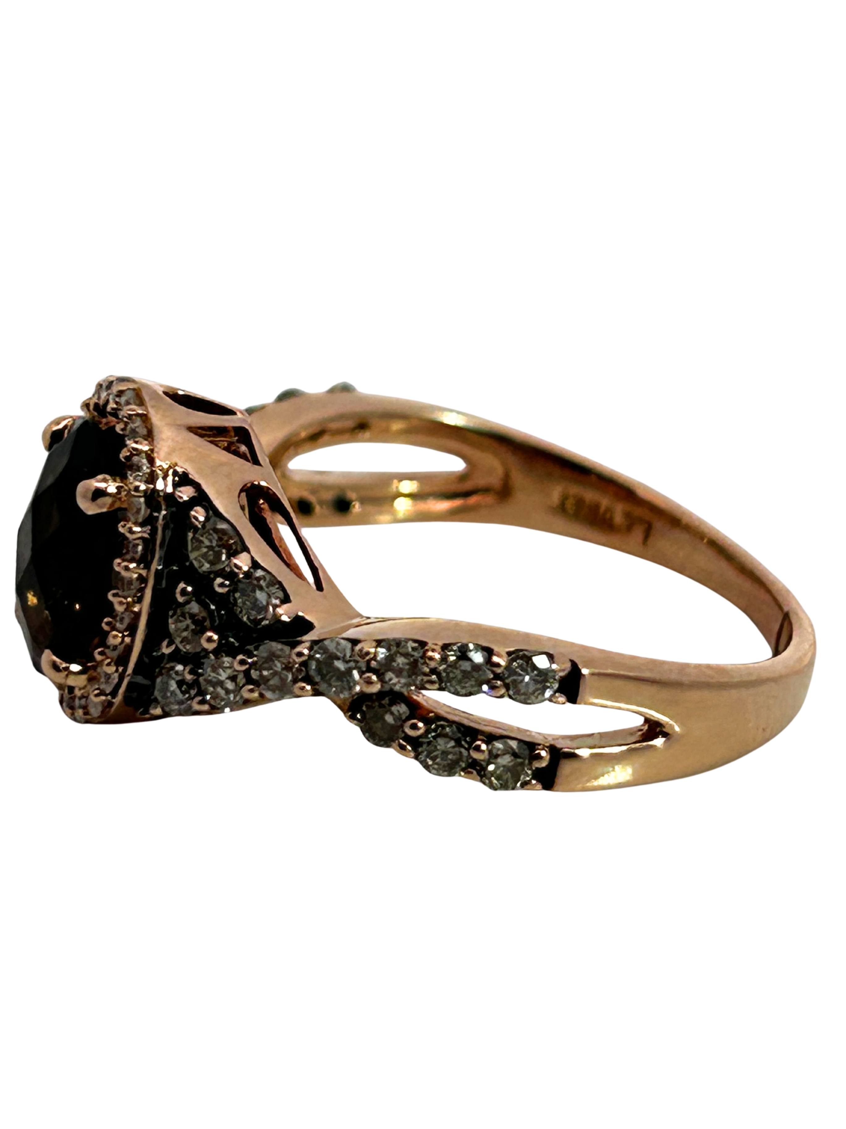 LeVian Chocolate Quartz & Champagne Diamond Halo Ring