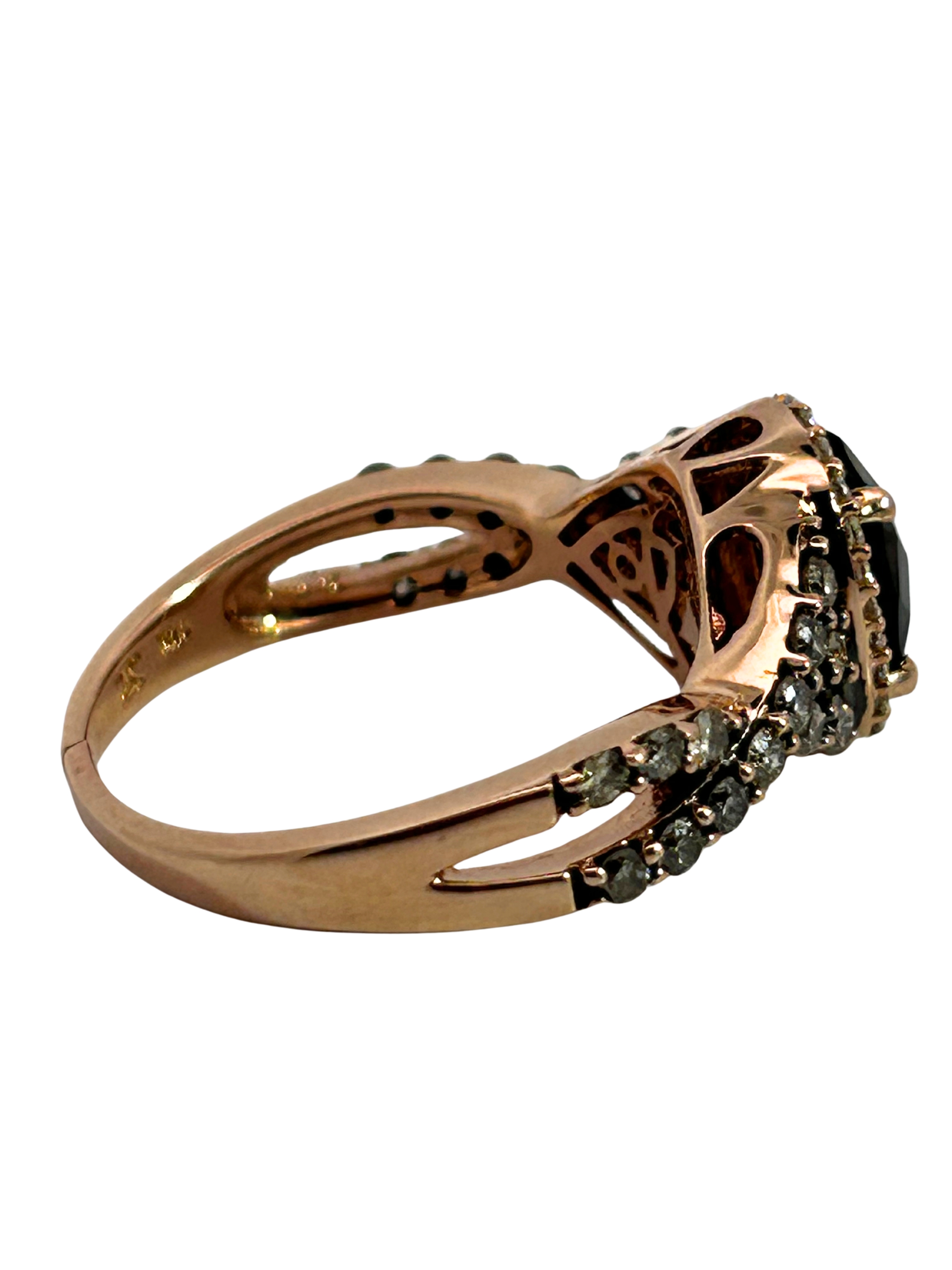 LeVian Chocolate Quartz & Champagne Diamond Halo Ring