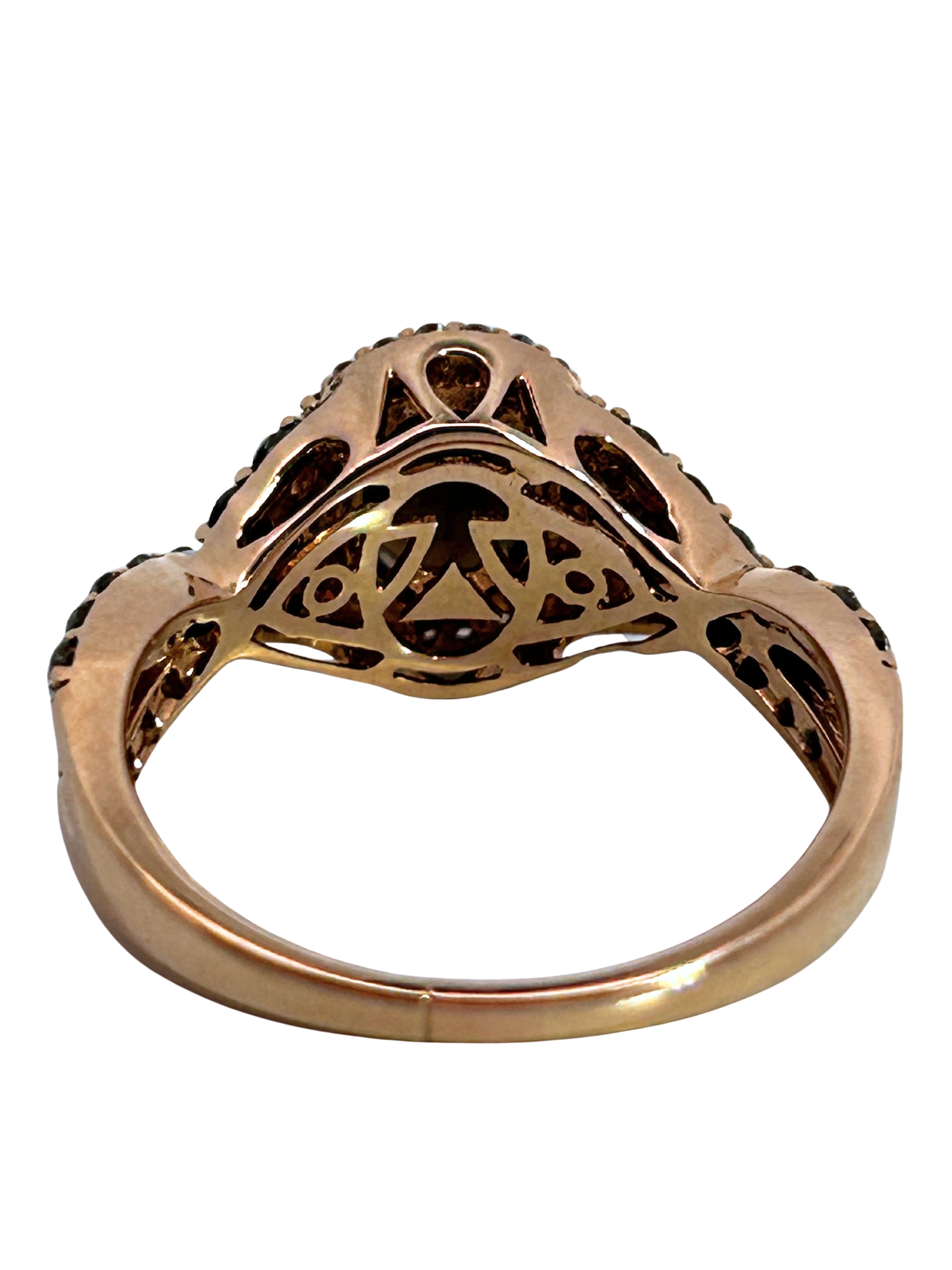 LeVian Chocolate Quartz & Champagne Diamond Halo Ring