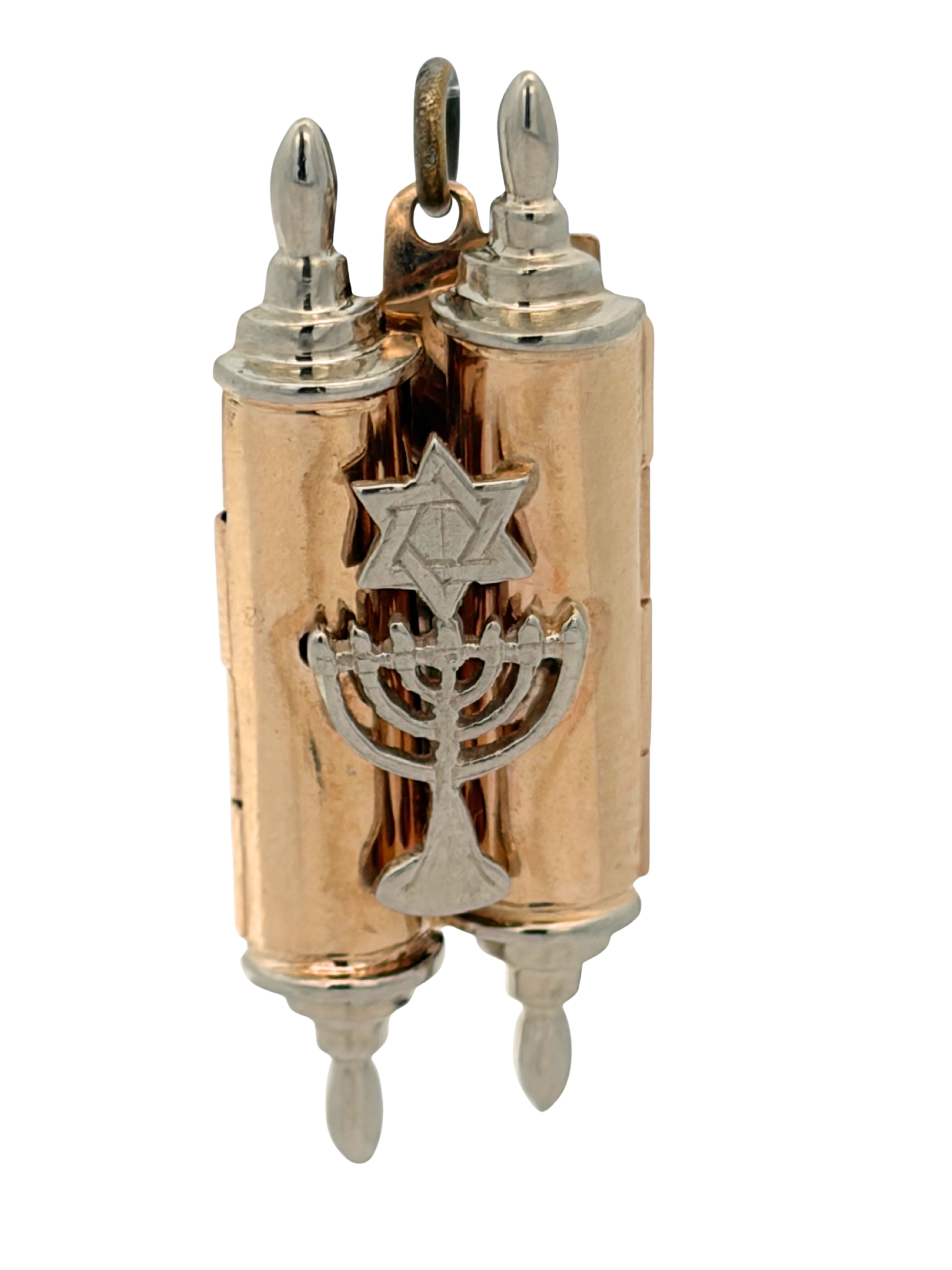 14K Gold Torah Pendant