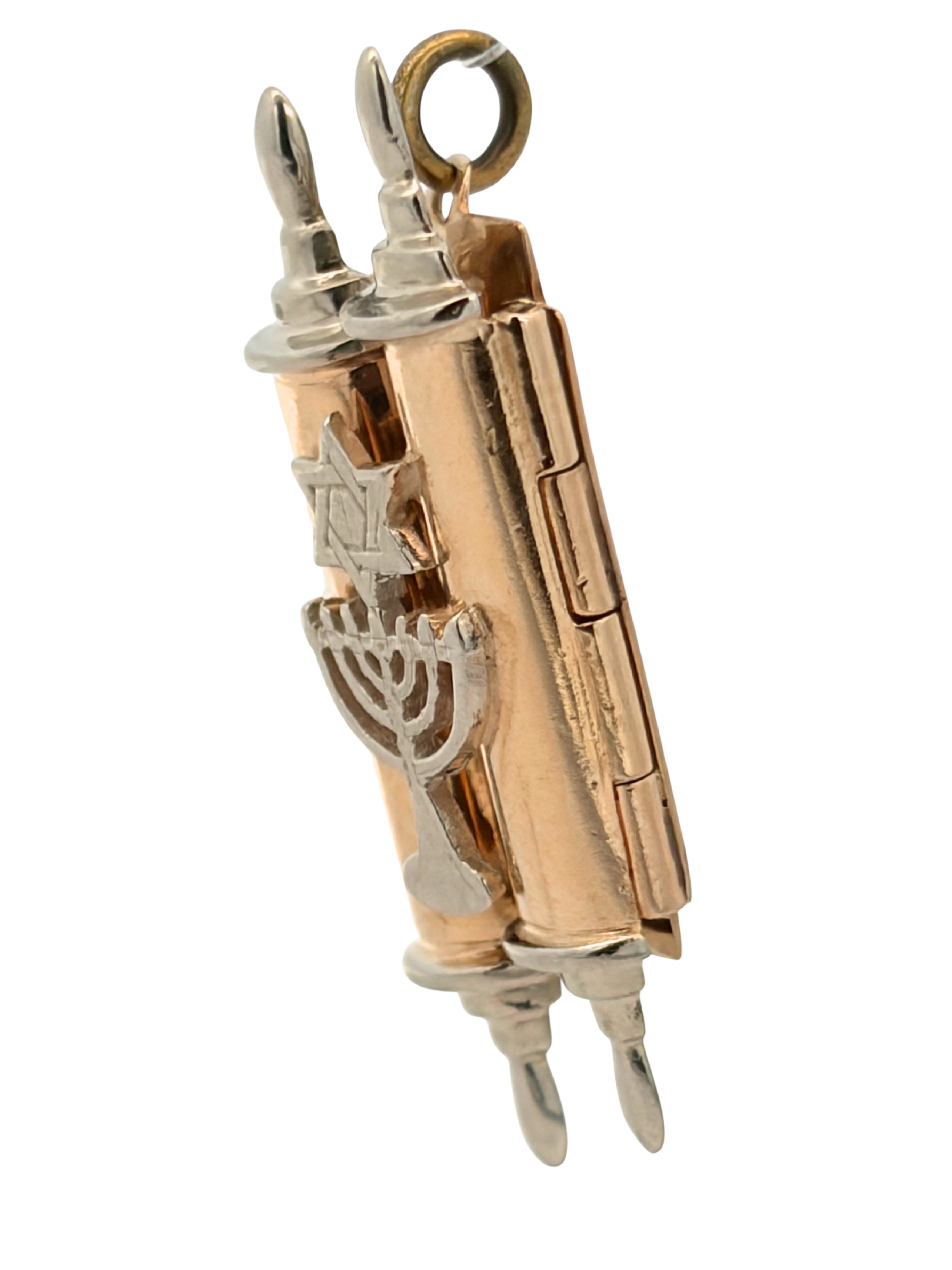 14K Gold Torah Pendant