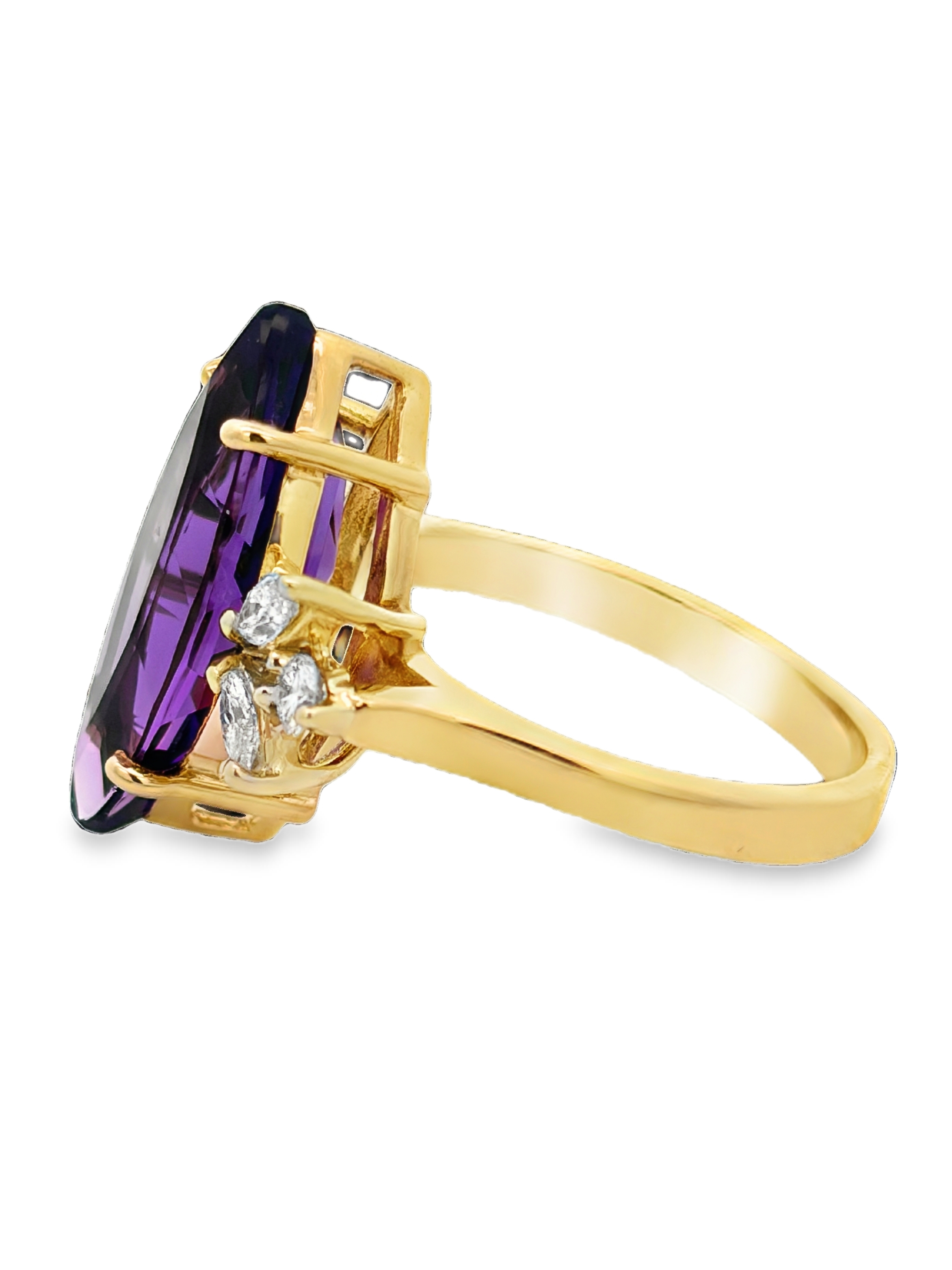 14K Amethyst & Diamond Ring