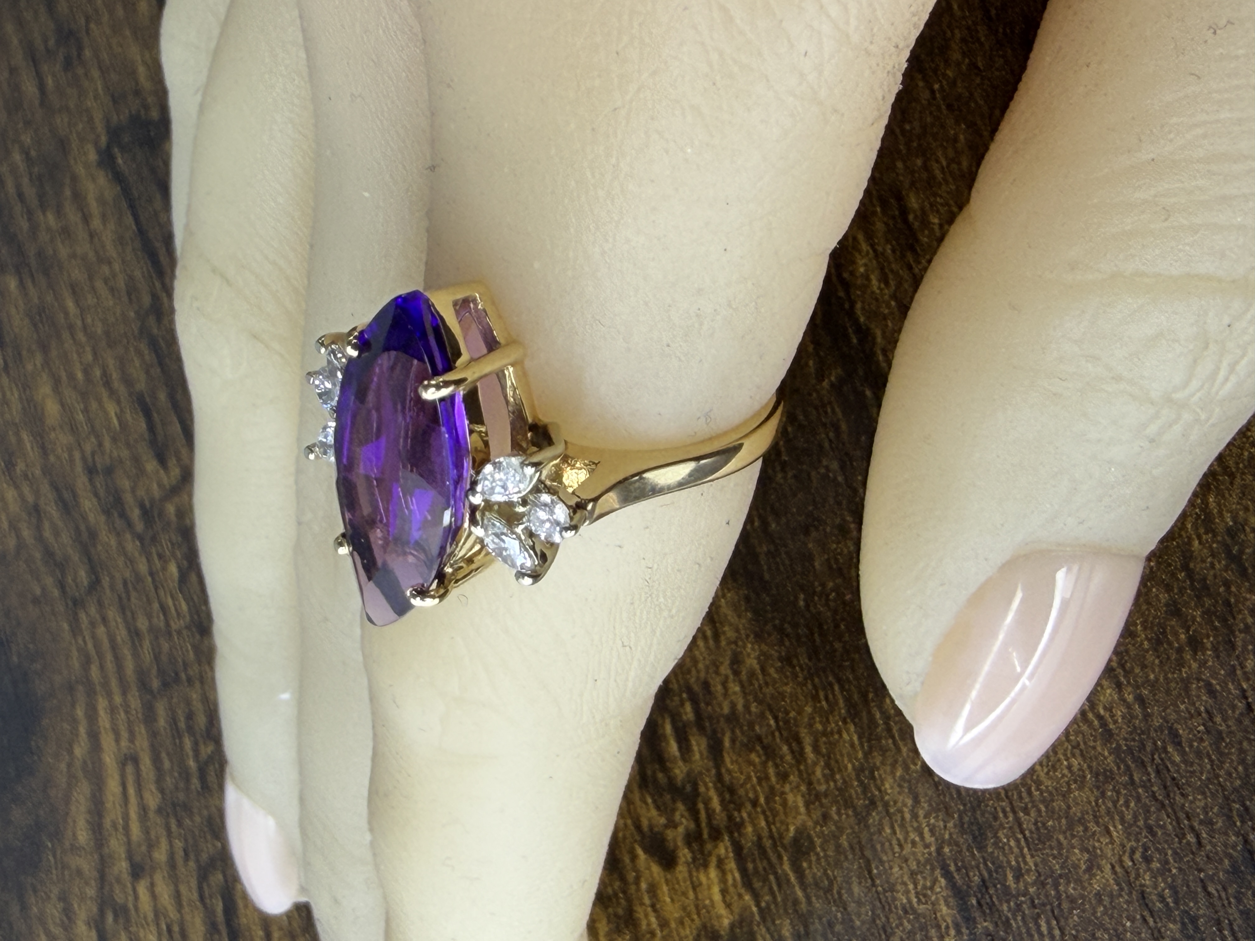 14K Amethyst & Diamond Ring