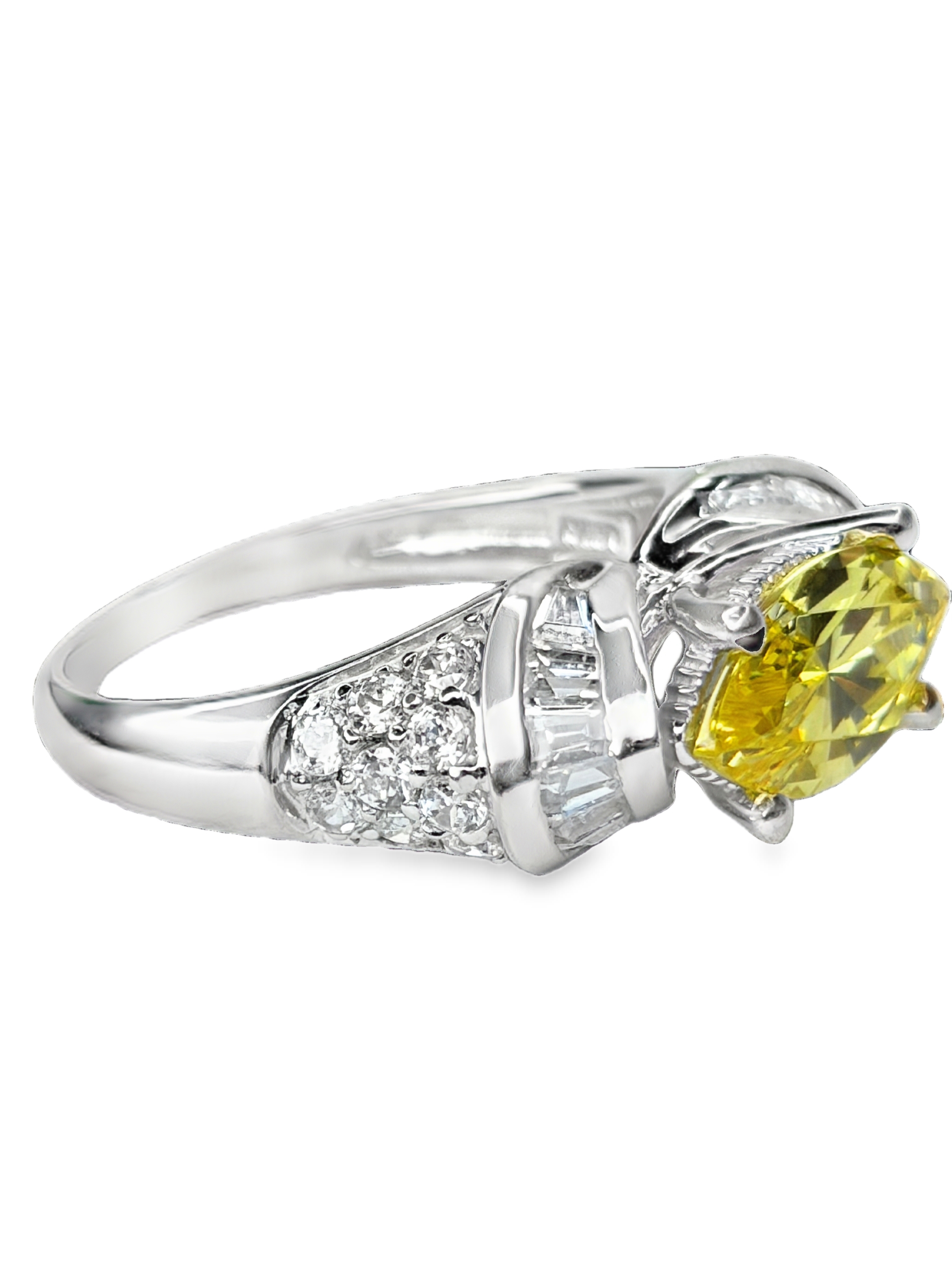 Yellow and White CZ East to West Ring