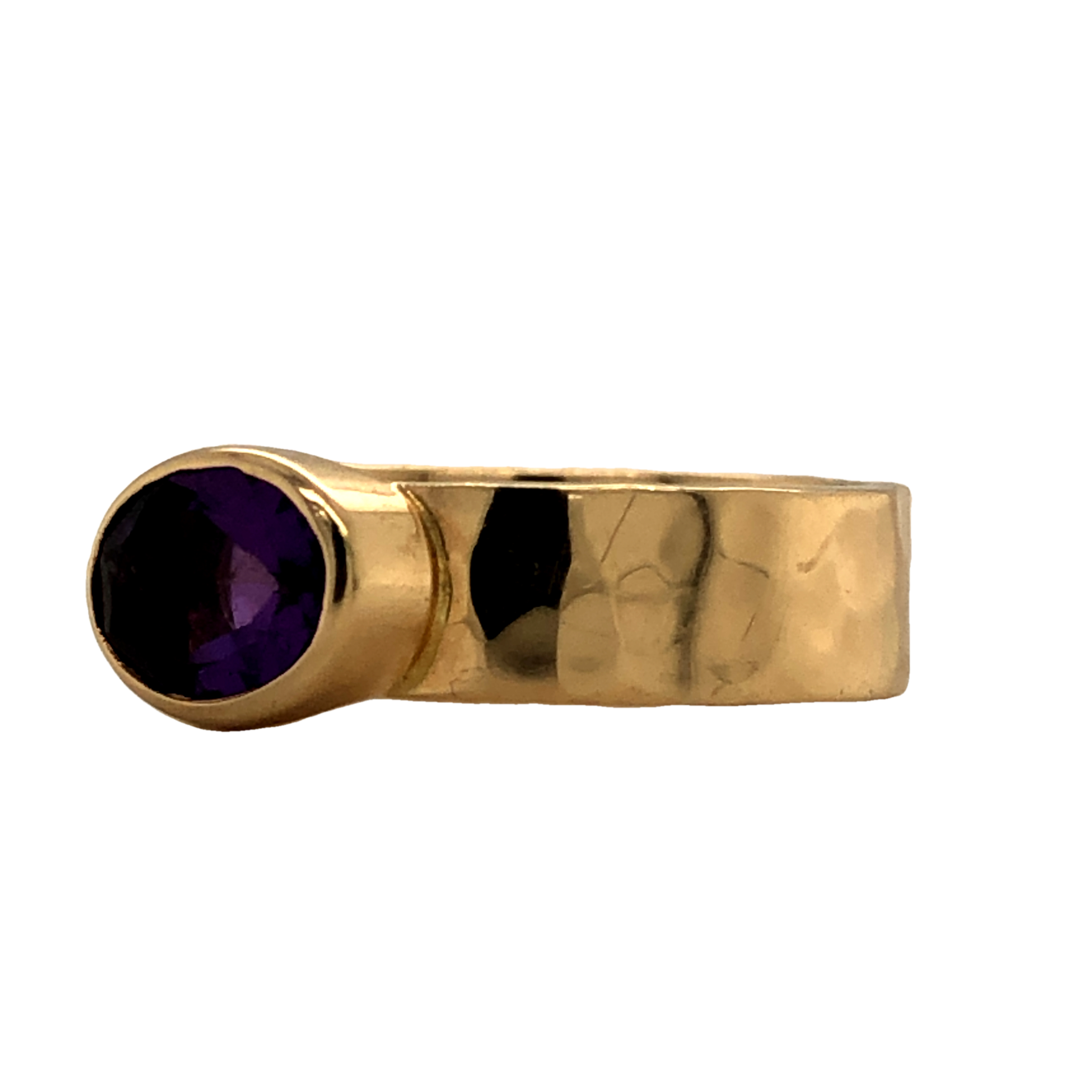 Hammered Finish Amethyst Ring