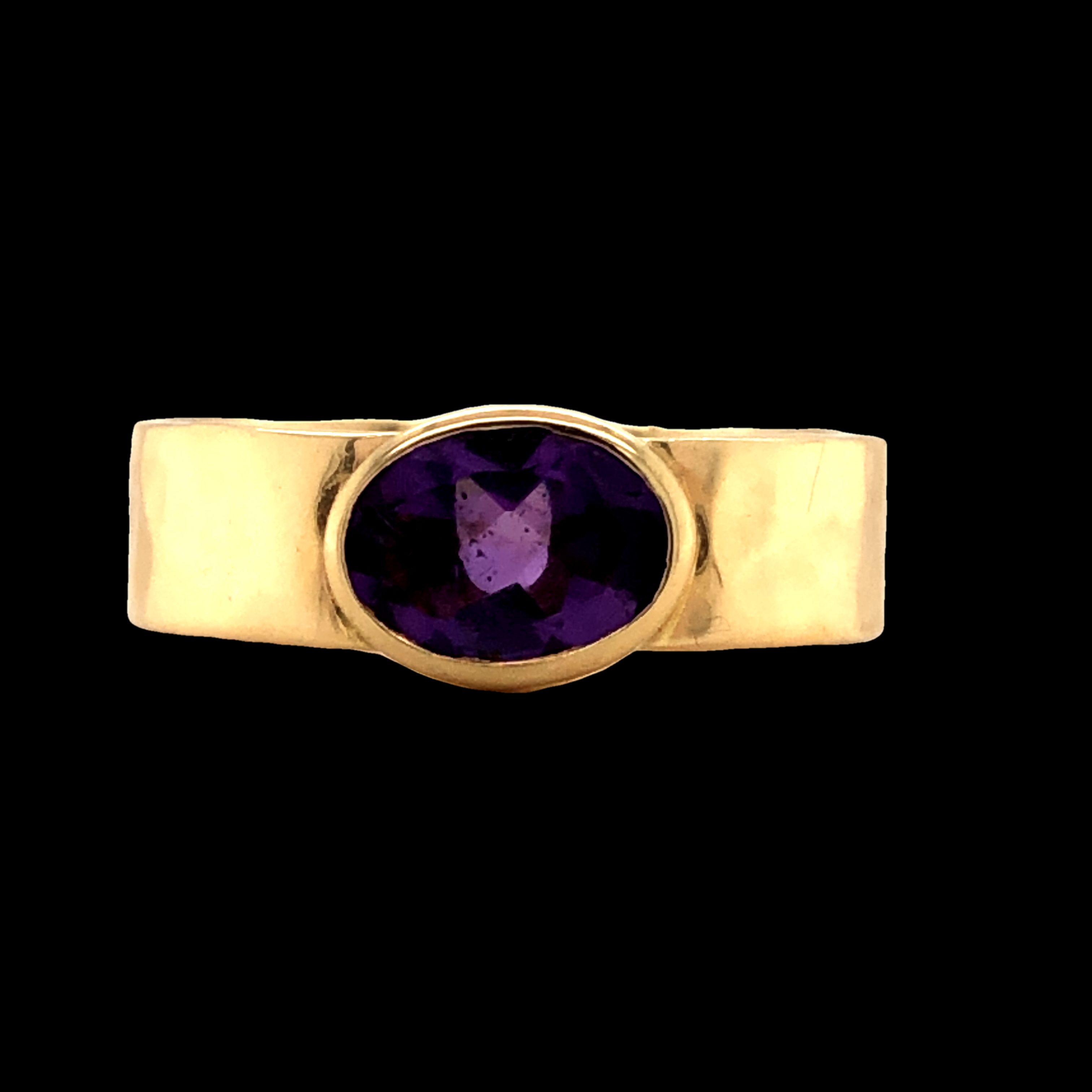 Hammered Finish Amethyst Ring