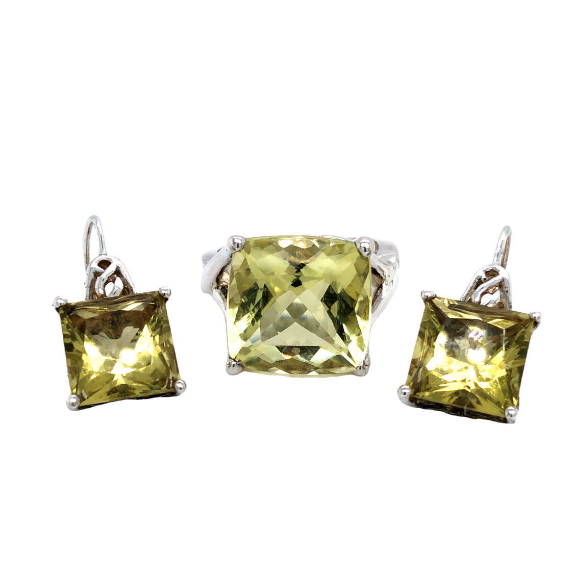 Yellowish-green Gemstone Earring and Ring Set