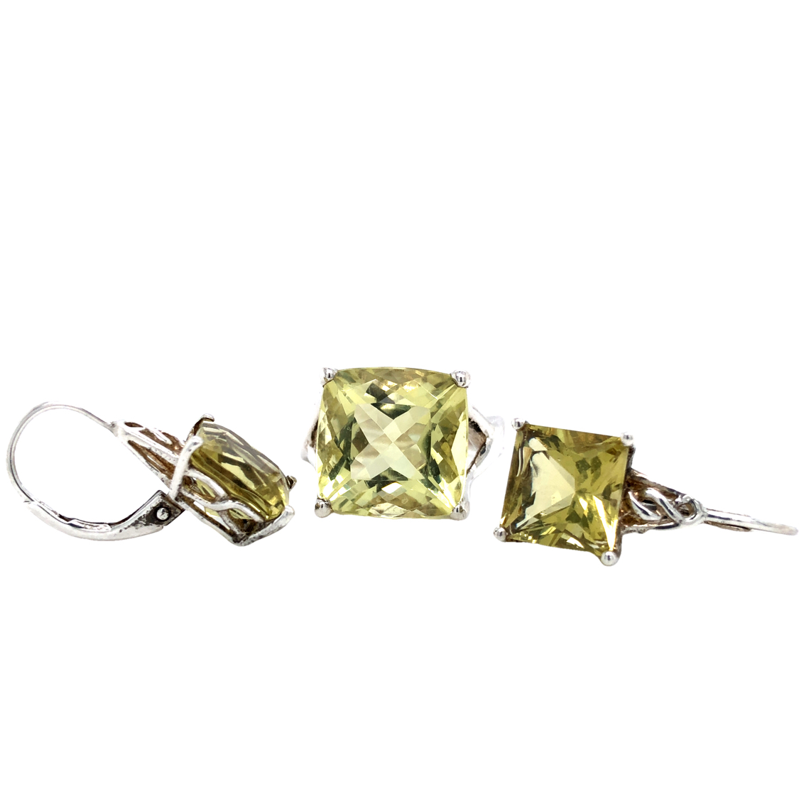Yellowish-green Gemstone Earring and Ring Set